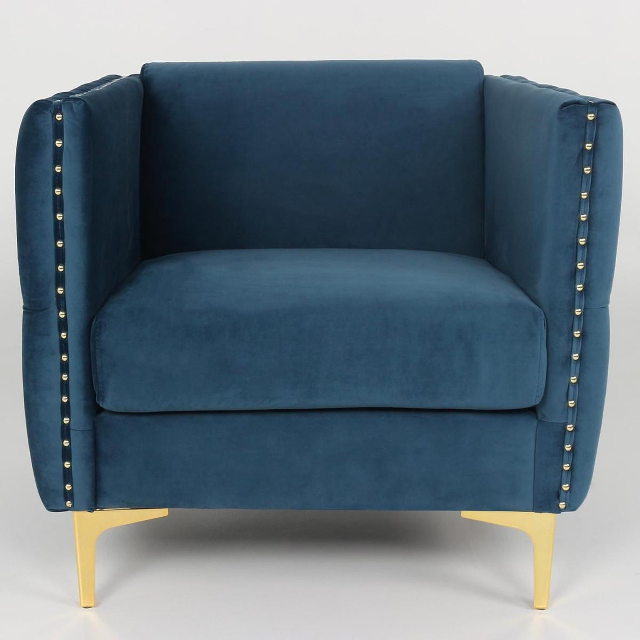 Voir la diapositive 2 : Paris Prix Fauteuil design en velours  suez  83cm bleu