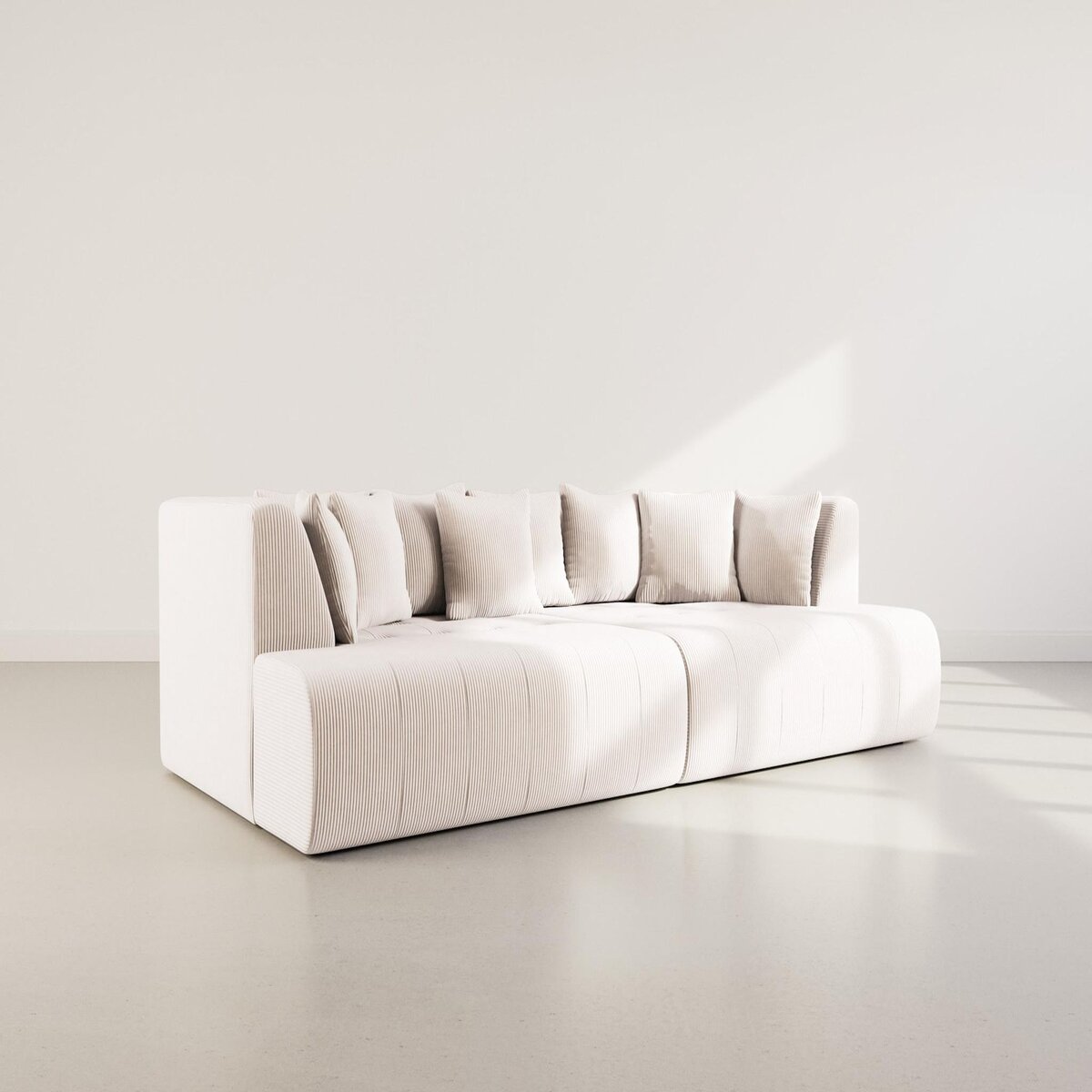 LISA DESIGN Onyx - canapé droit 4 places avec double méridienne - assise profonde - en velours côtelé