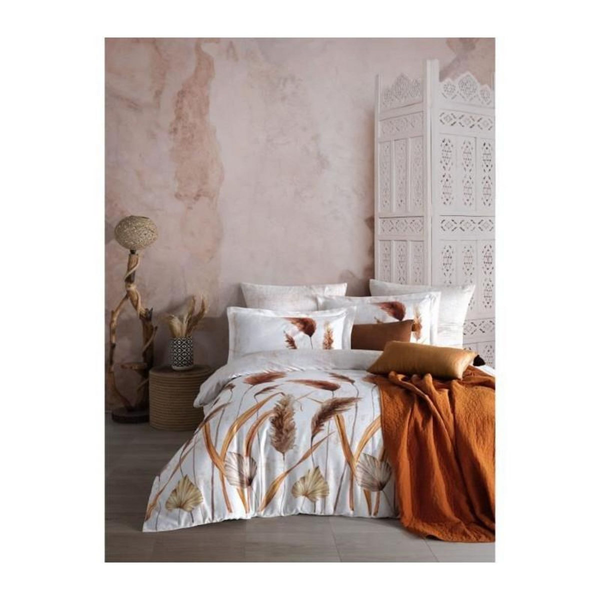 GENERIQUE Parure de lit - 182TRK63448 - 1 housse de couette 220 x 240 cm + 2 taies d'oreiller 60 x 60 cm - Satiné 100% coton - Blanc