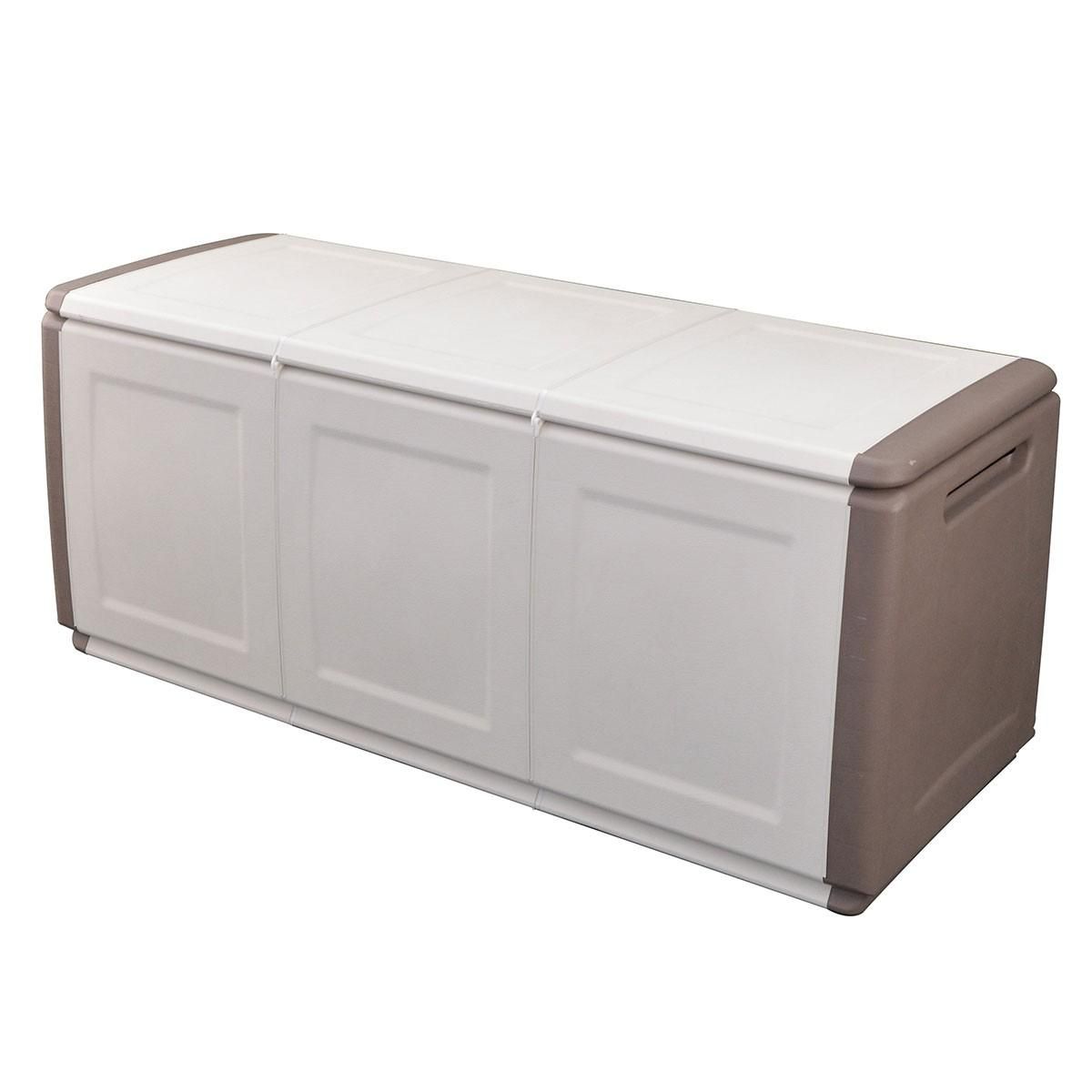 INTEC Coffre de rangement 330L Beige/Taupe 138 x 53 x H57cm Poignées de transport polypropylène INTEC