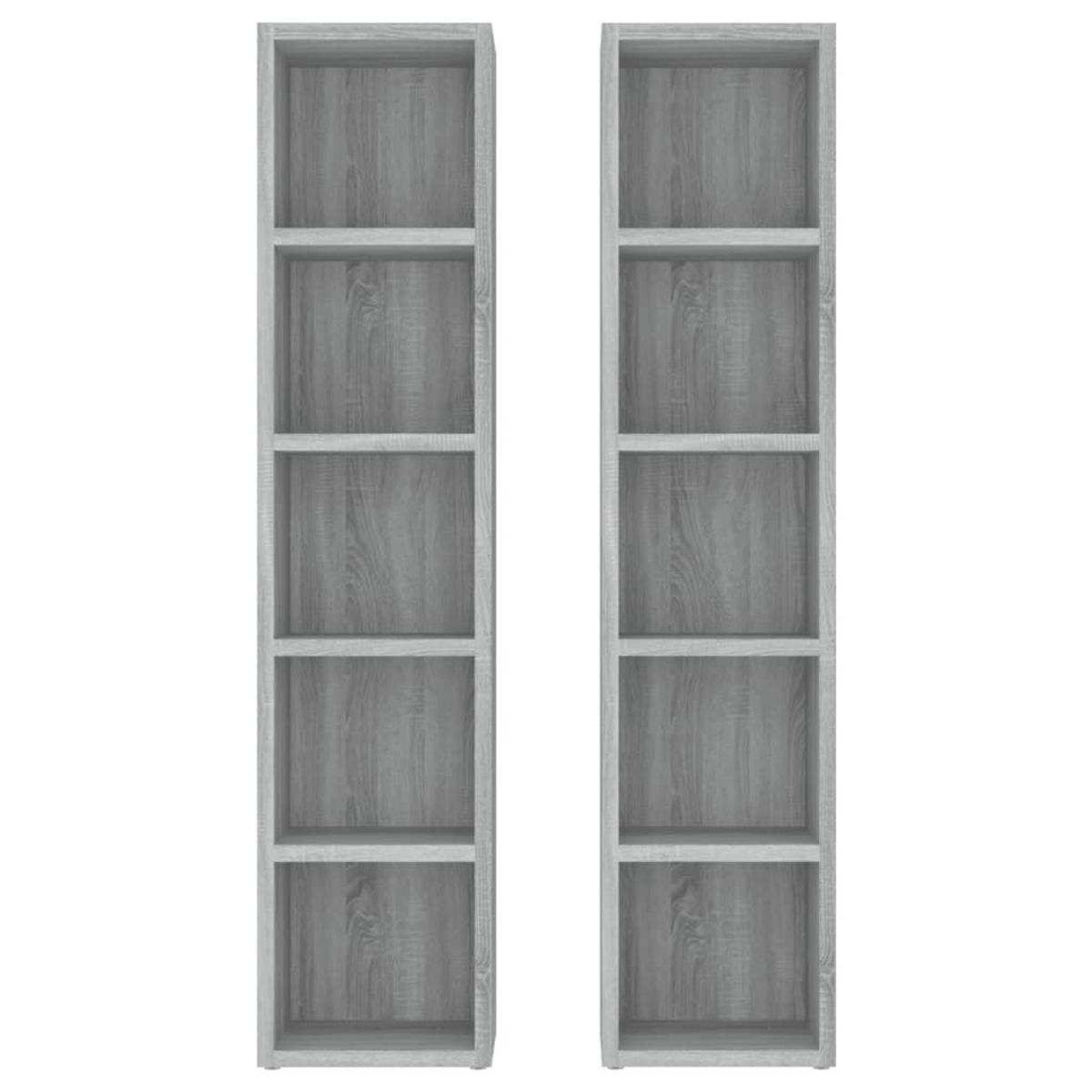 VIDAXL Armoires a CD 2 pcs Sonoma gris 21x16x93,5 cm Bois d'ingenierie