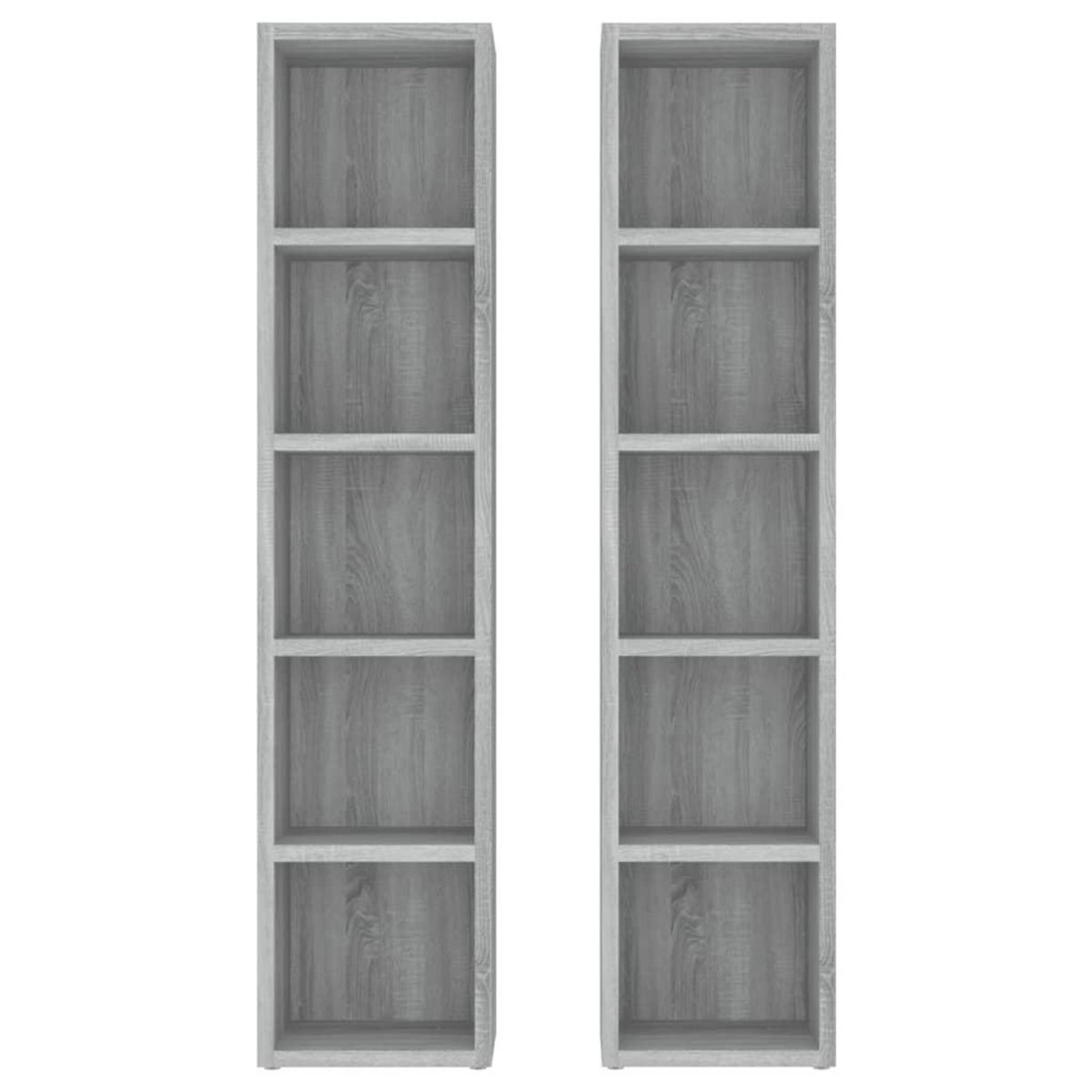VIDAXL Armoires a CD 2 pcs Sonoma gris 21x16x93,5 cm Bois d'ingenierie