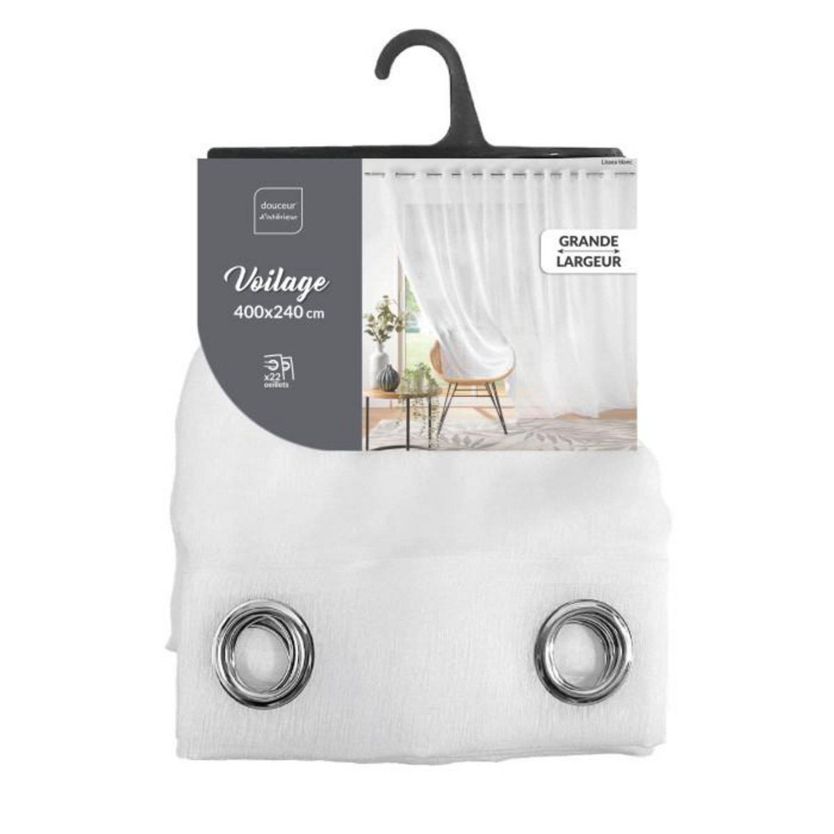 Paris Prix Rideau Voilage à Œillets  Lisséa  400x240cm Blanc