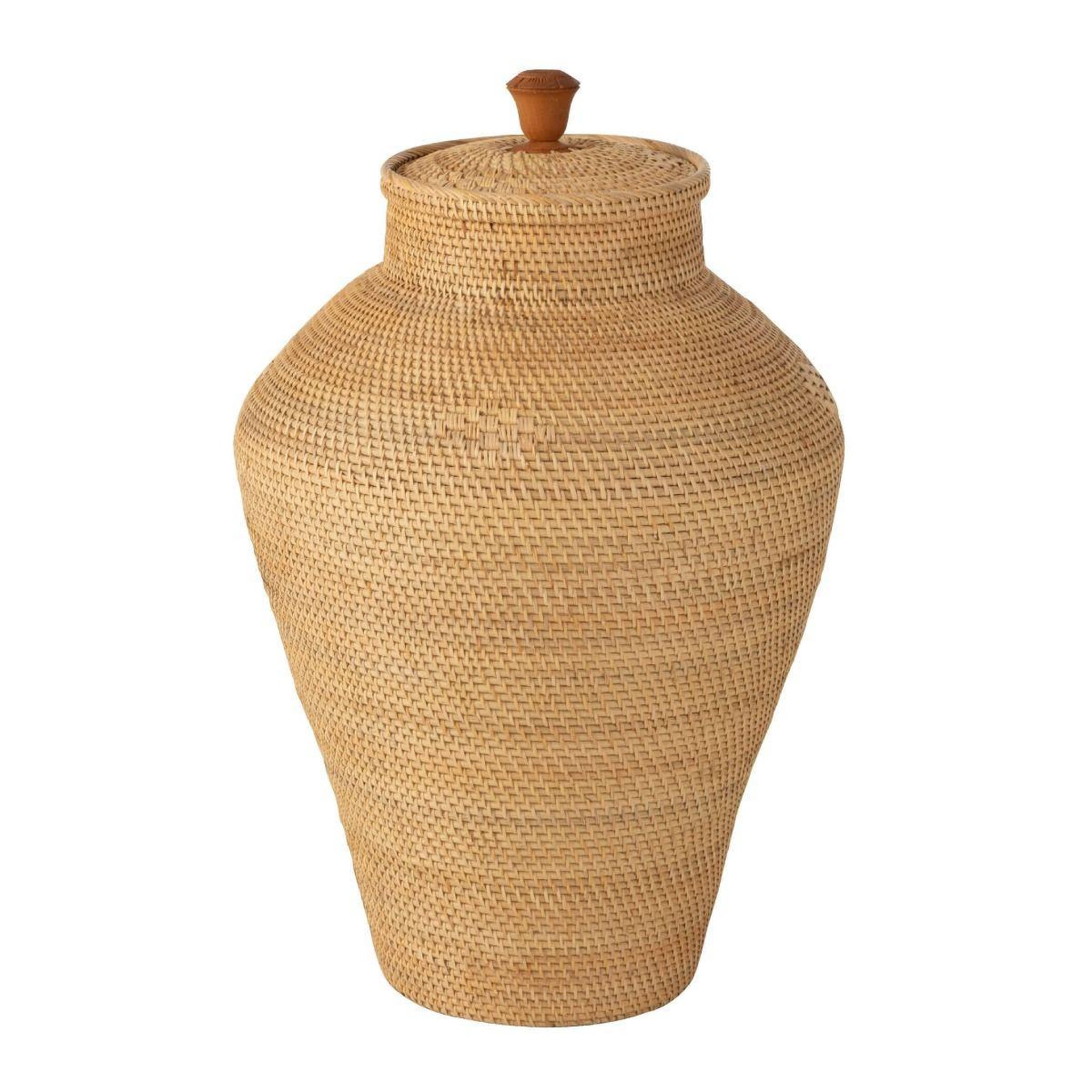 Voir la diapositive 1 : J-LINE Vase déco avec couvercle  rotin  70cm naturel