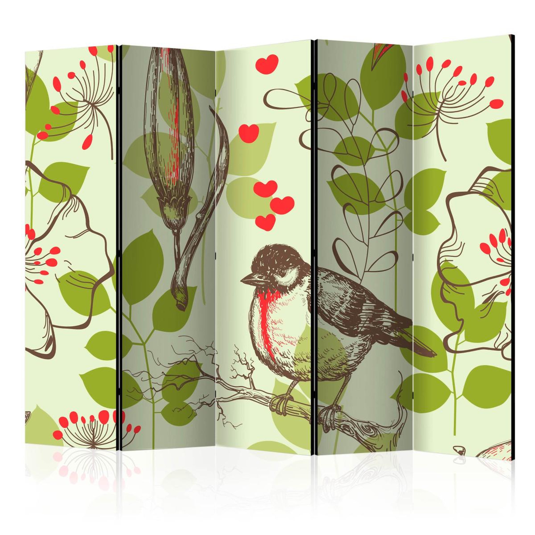 Paris Prix Paravent 5 volets  bird & lilies vintage pattern  172x225cm