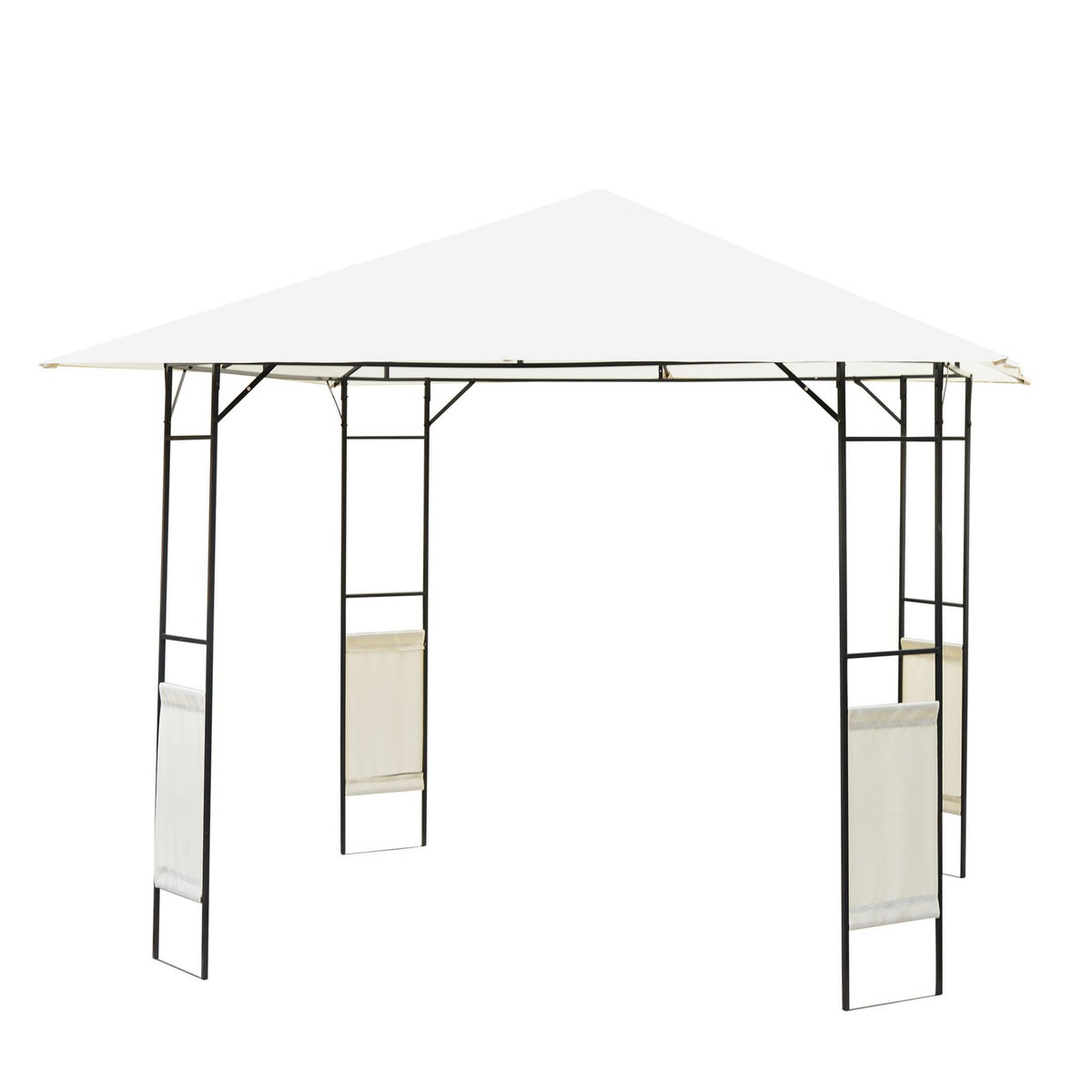 OUTSUNNY Tonnelle barnum pavillon de jardin dim. 3L x 3l x 2,6H m métal époxy toile polyester haute densité crème