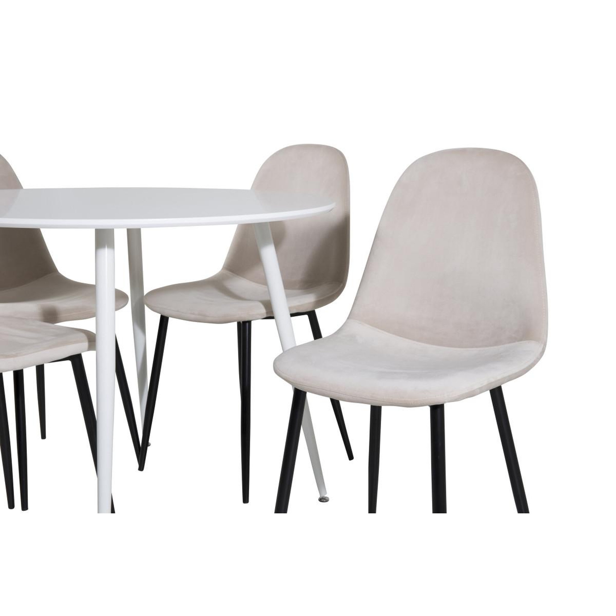 Voir la diapositive 2 : Paris Prix Ensemble table à manger & 4 chaises  plaza & polar i  100cm blanc & beige