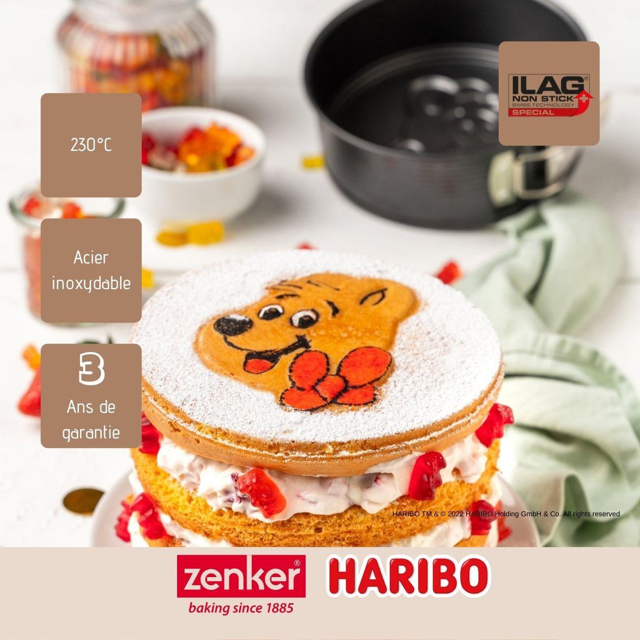 Voir la diapositive 4 : ZENKER Moule à manqué à charnière 18 cm avec emporte-pièce zenker haribo