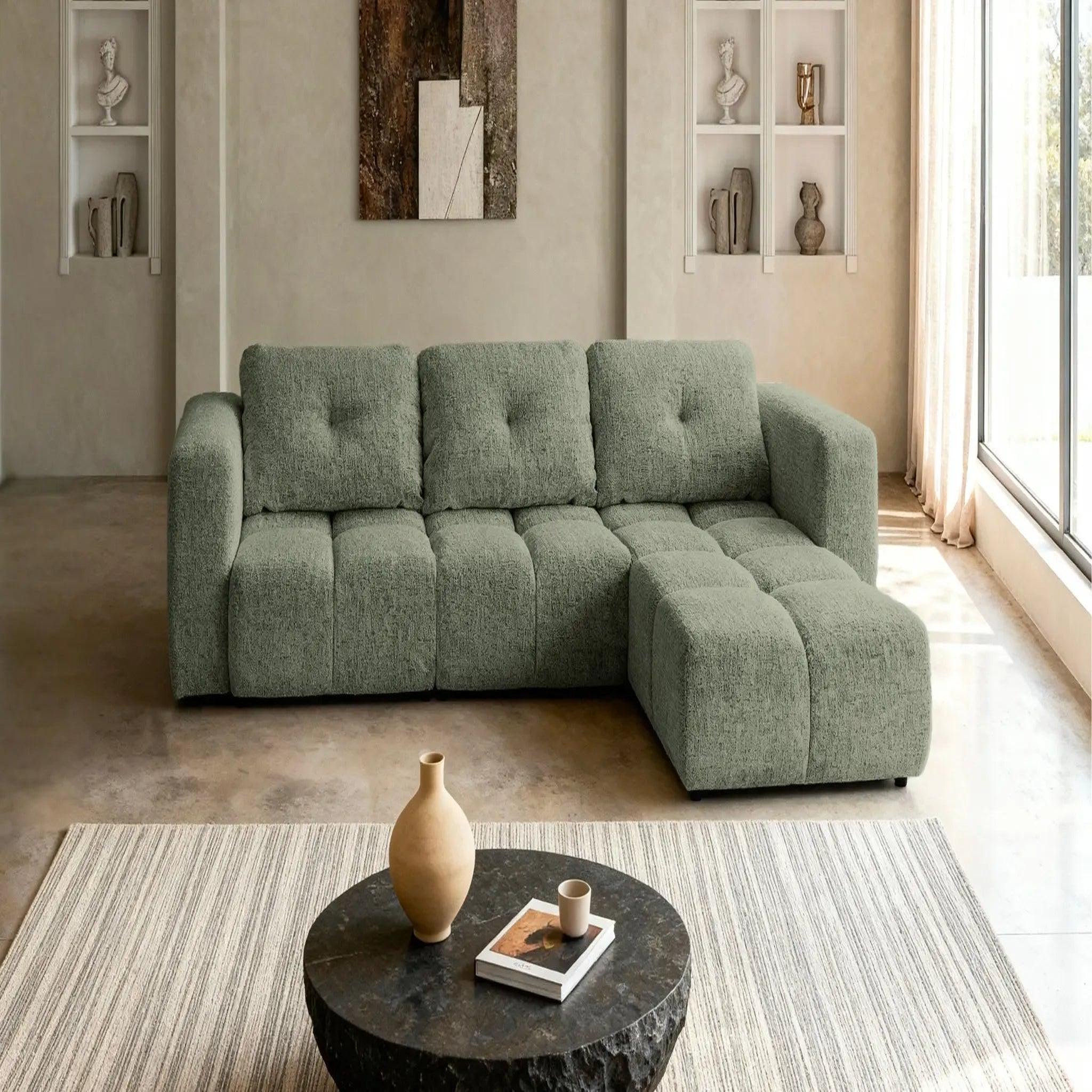 Voir la diapositive 3 : CASANOVA PARIS Romy 4 places - canapé d'angle convertible tissu chenille 4 places