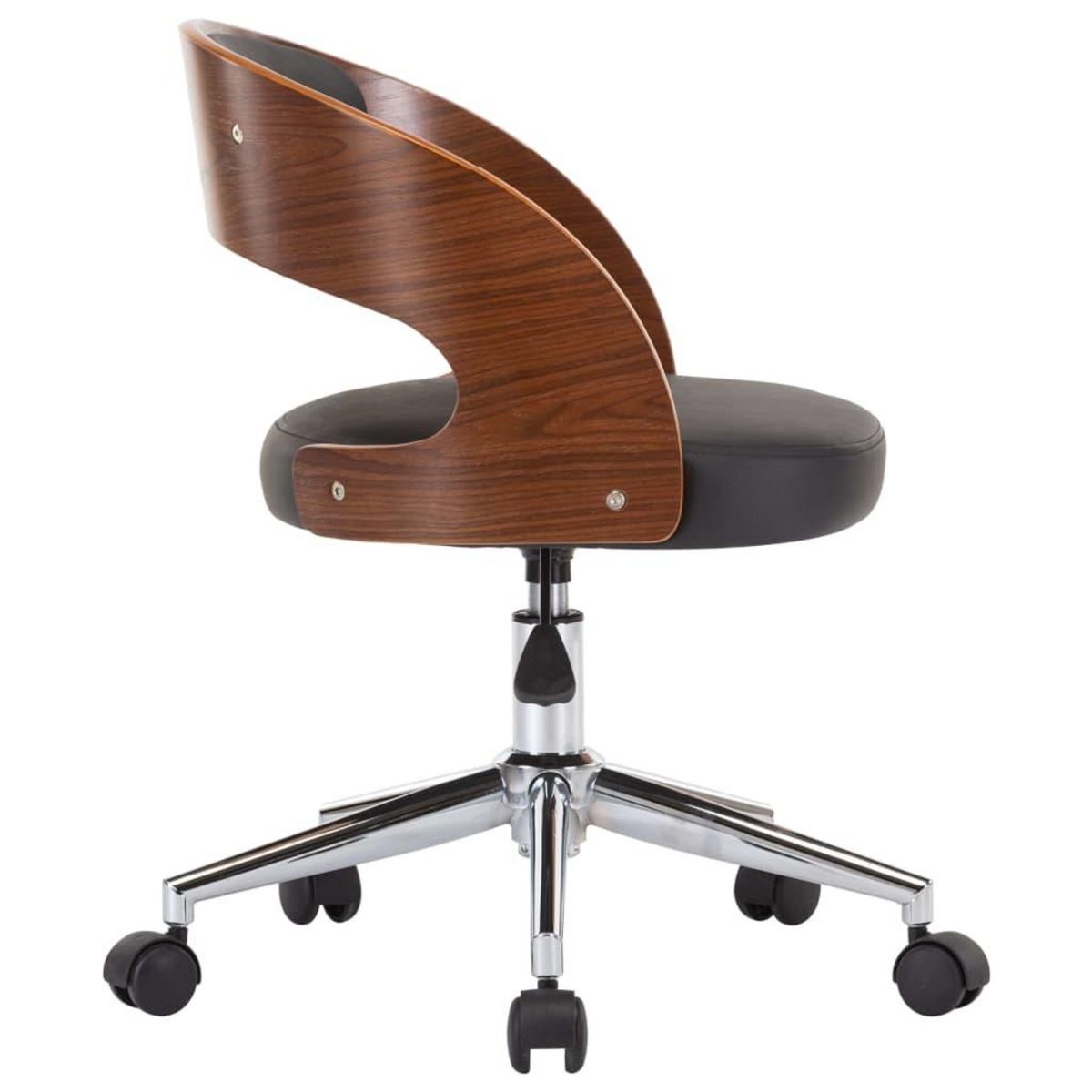 VIDAXL Chaise pivotante de bureau Noir Bois courbe et similicuir