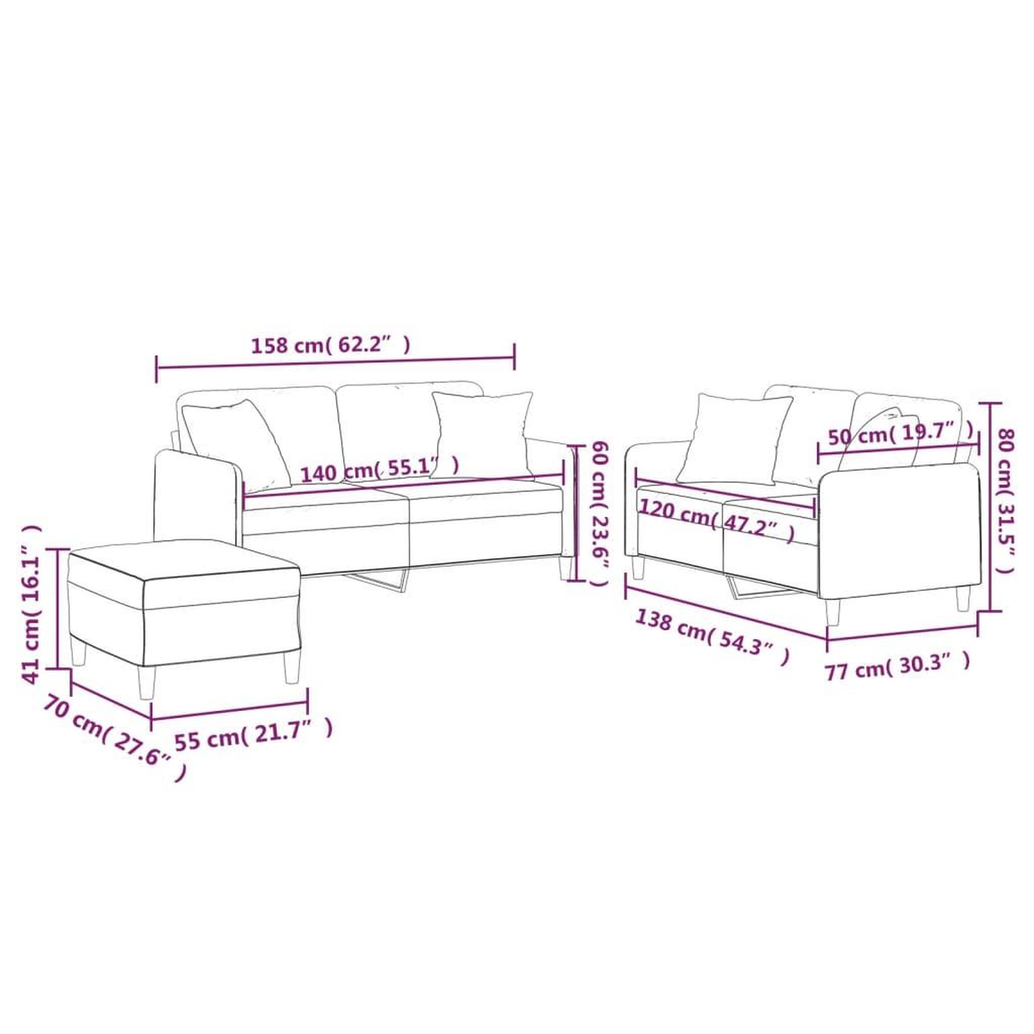 Voir la diapositive 6 : VIDAXL Ensemble de canapes 3 pcs avec coussins taupe tissu