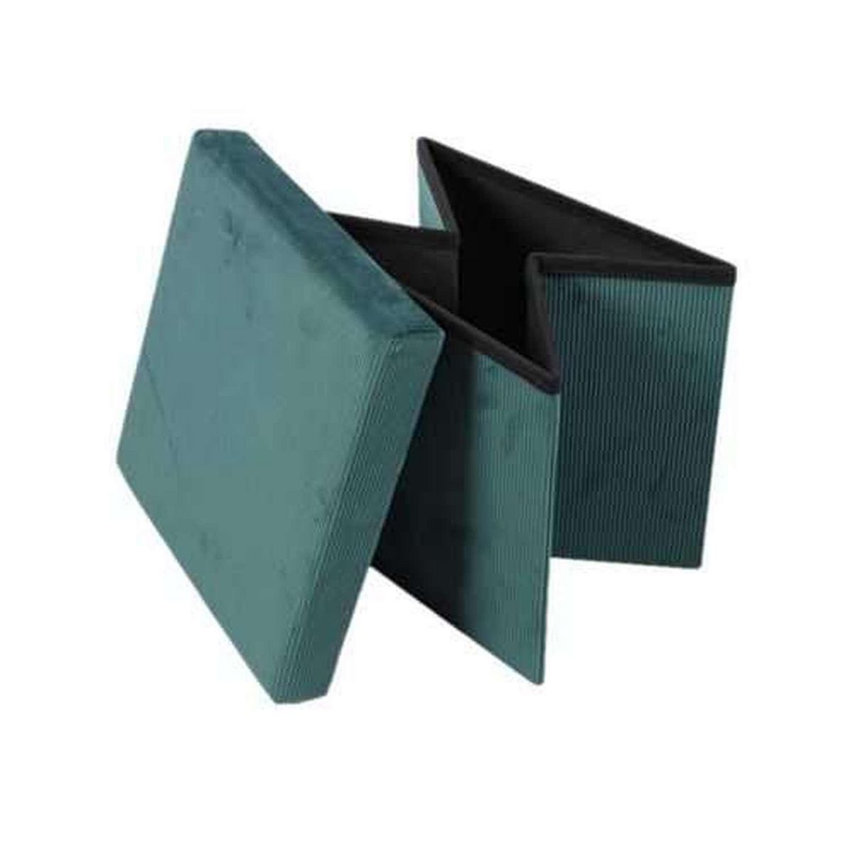 DIVERS Pouf de rangement pliable Kube en velours côtelé - Céladon