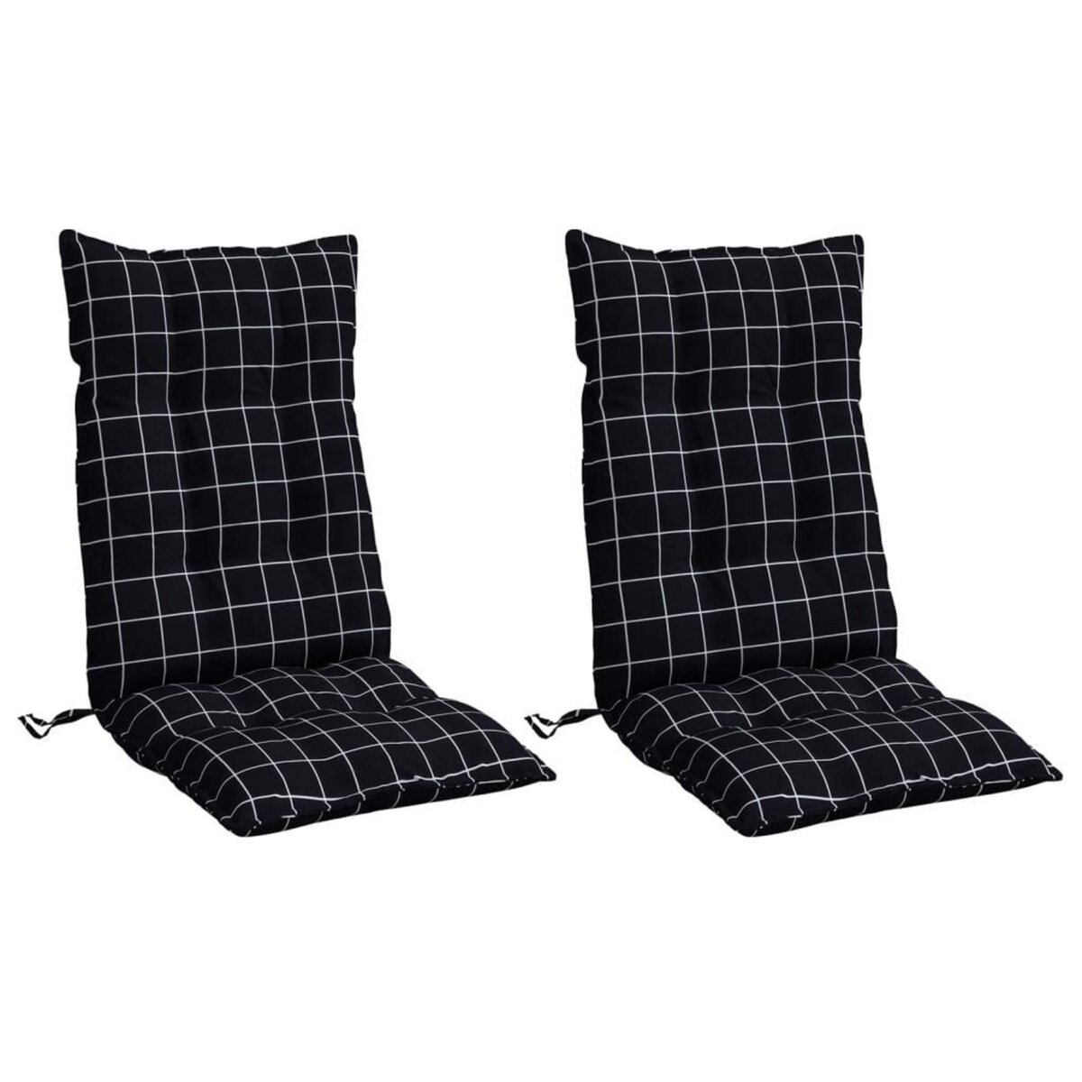 VIDAXL Coussins de chaise a dossier haut lot de 2 motif carreaux noir