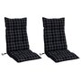 Voir la diapositive 3 : VIDAXL Coussins de chaise a dossier haut lot de 2 motif carreaux noir