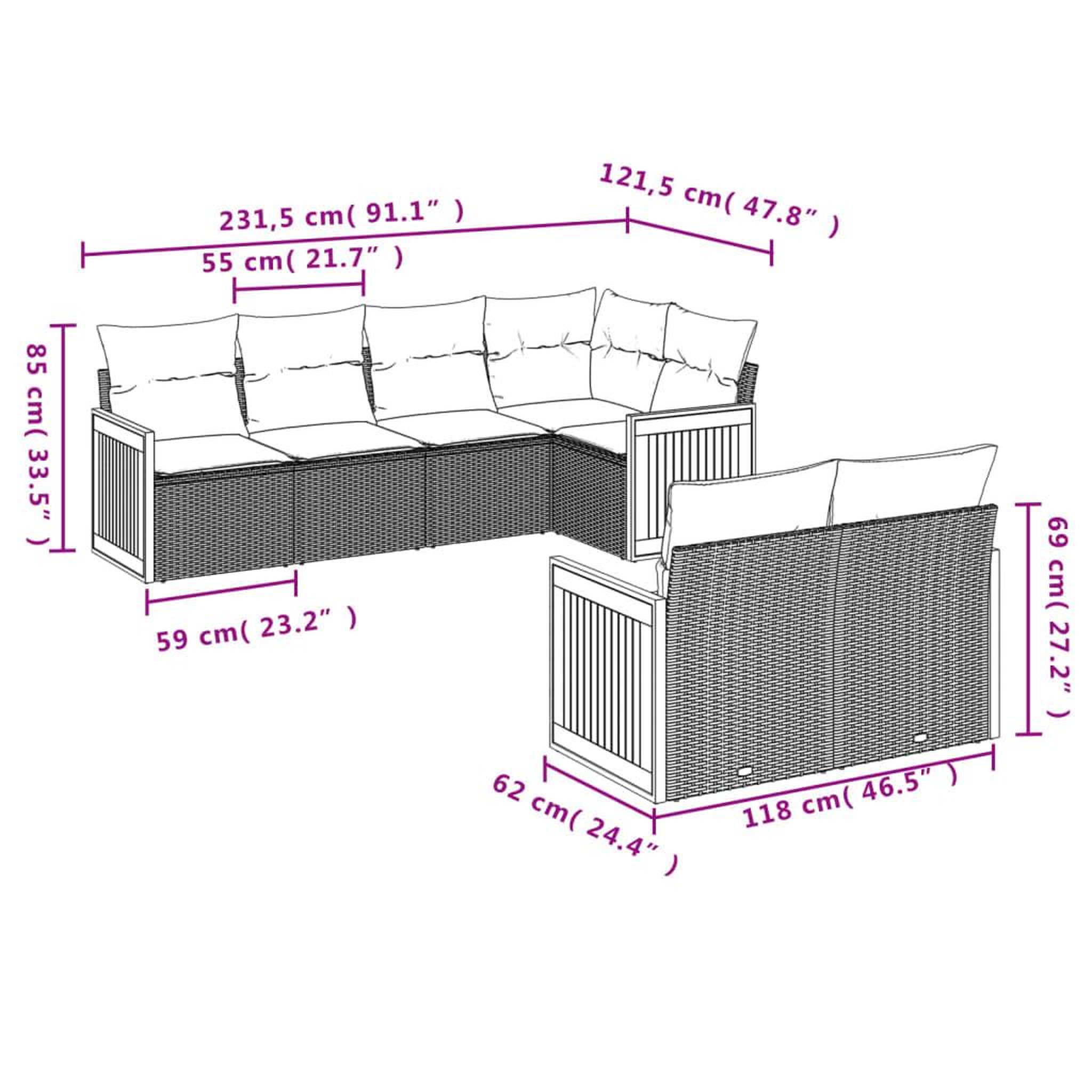 Voir la diapositive 6 : VIDAXL Salon de jardin 7 pcs avec coussins noir resine tressee