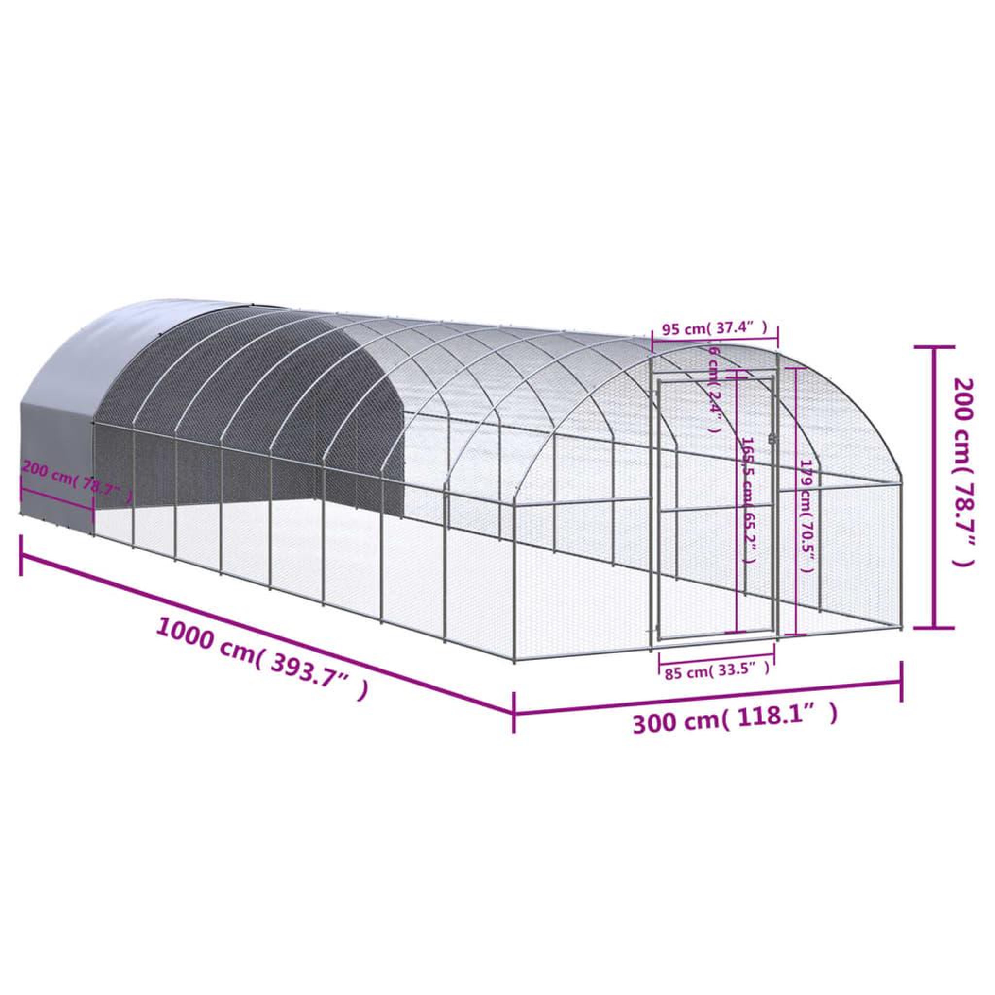 Voir la diapositive 6 : VIDAXL Poulailler d'exterieur 3x10x2 m Acier galvanise