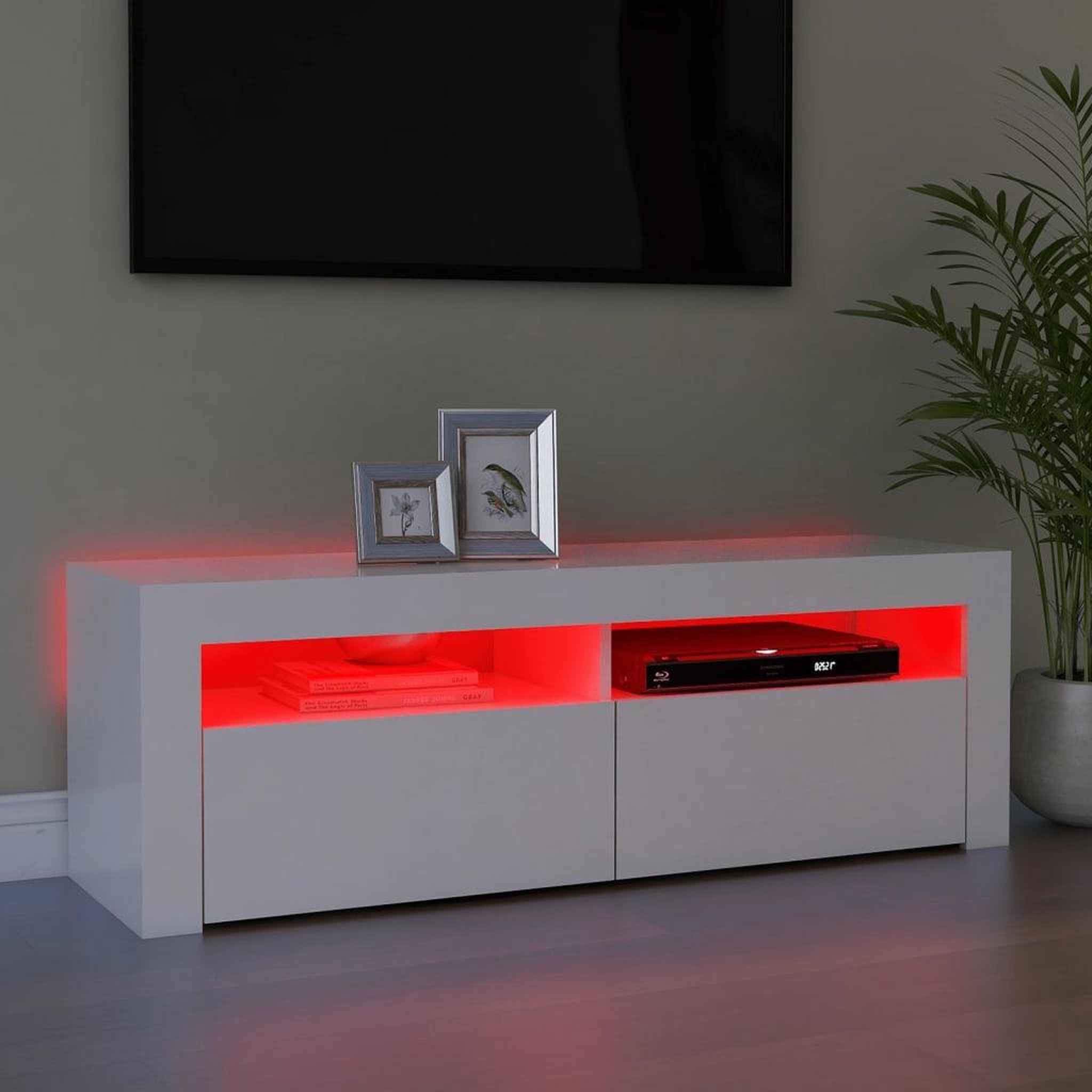 Voir la diapositive 5 : VIDAXL Meuble TV avec lumieres LED blanc 120x35x40 cm