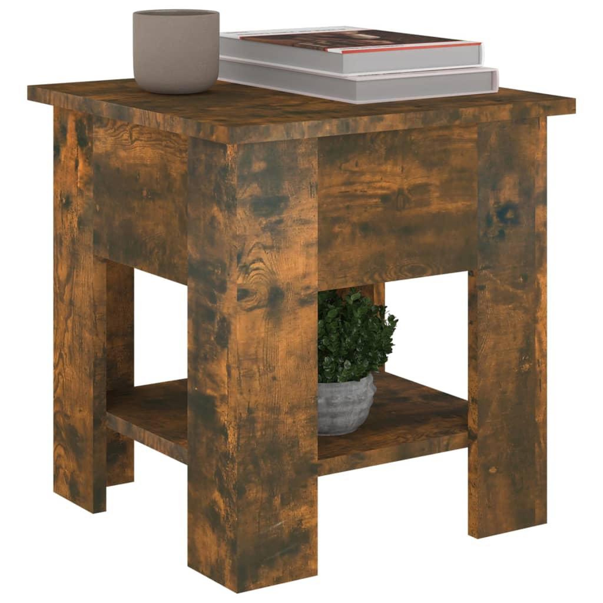 Voir la diapositive 4 : VIDAXL Table basse Chene fume 40x40x42 cm Bois d'ingenierie