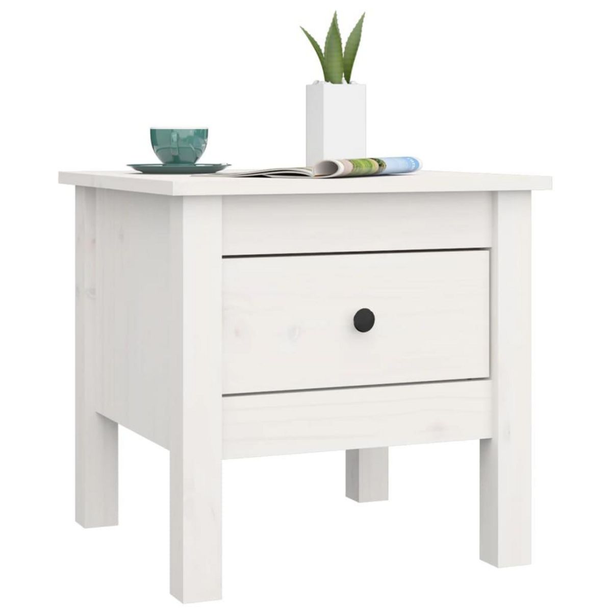 VIDAXL Table d'appoint Blanc 40x40x39 cm Bois massif de pin