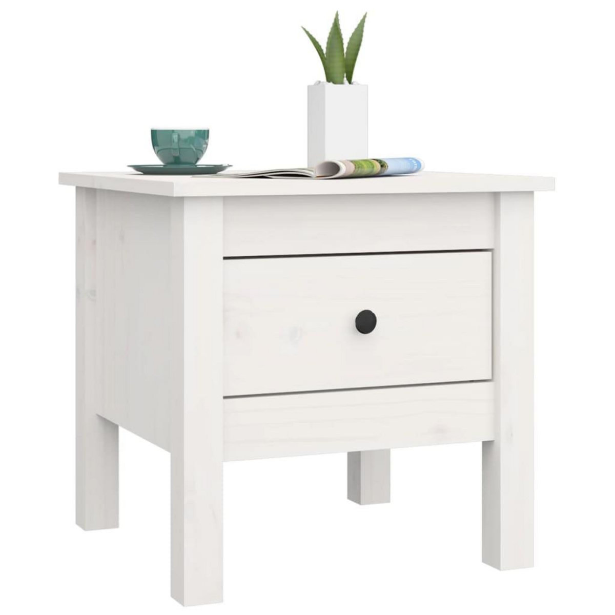 VIDAXL Table d'appoint Blanc 40x40x39 cm Bois massif de pin