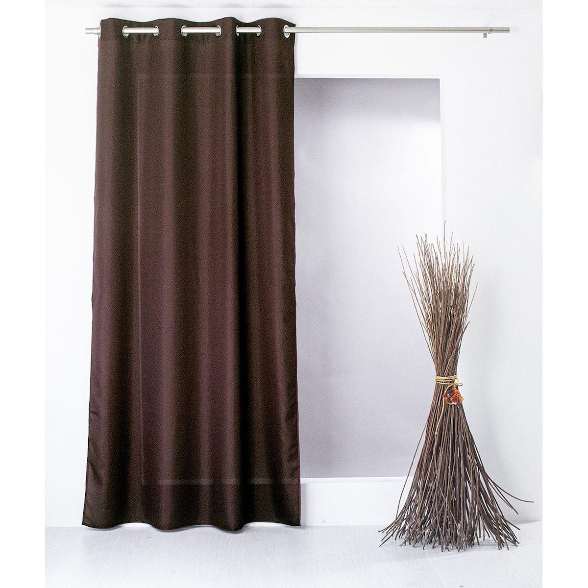 TOILINUX Rideau en toile unie Basic à 8 œillets - 140 x 240 cm - Vert argile