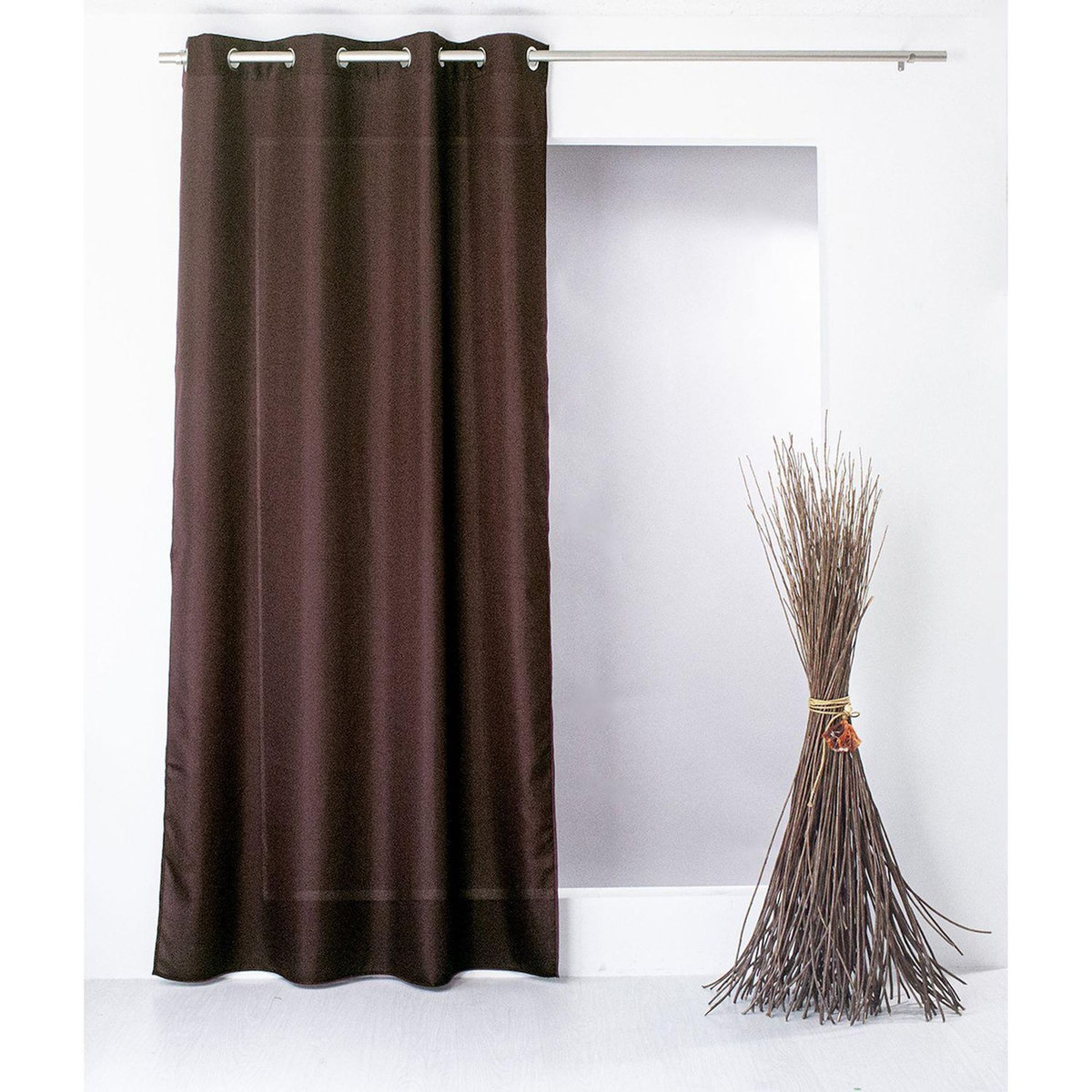 TOILINUX Rideau en toile unie Basic à 8 œillets - 140 x 240 cm - Vert argile