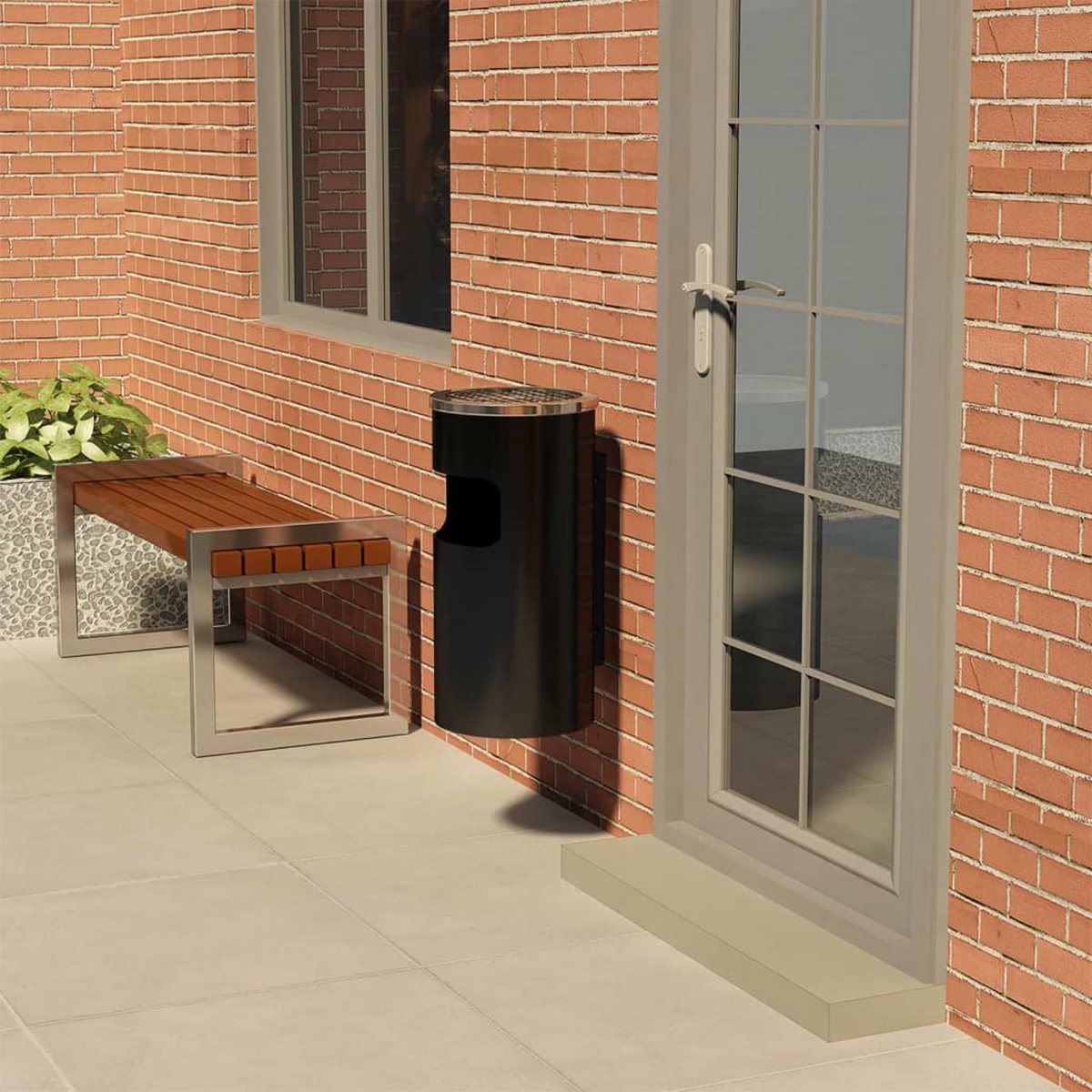 VIDAXL Poubelle a cendrier murale Acier 26 L Noir