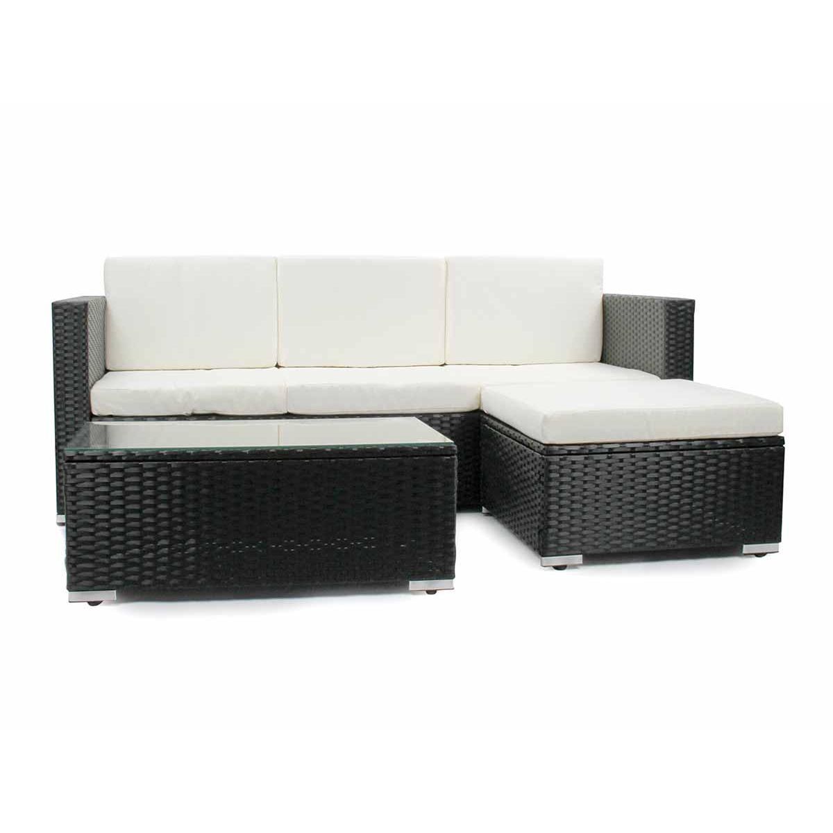 JARDIDECO Salon de jardin en résine tressée Camiri 4 places Noir - Jardideco