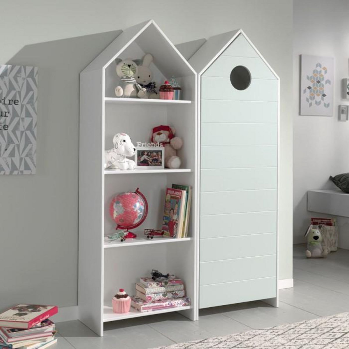 Paris Prix Pack - Étagère & Armoire 4 Niveaux  Casami  171cm Blanc & Menthe