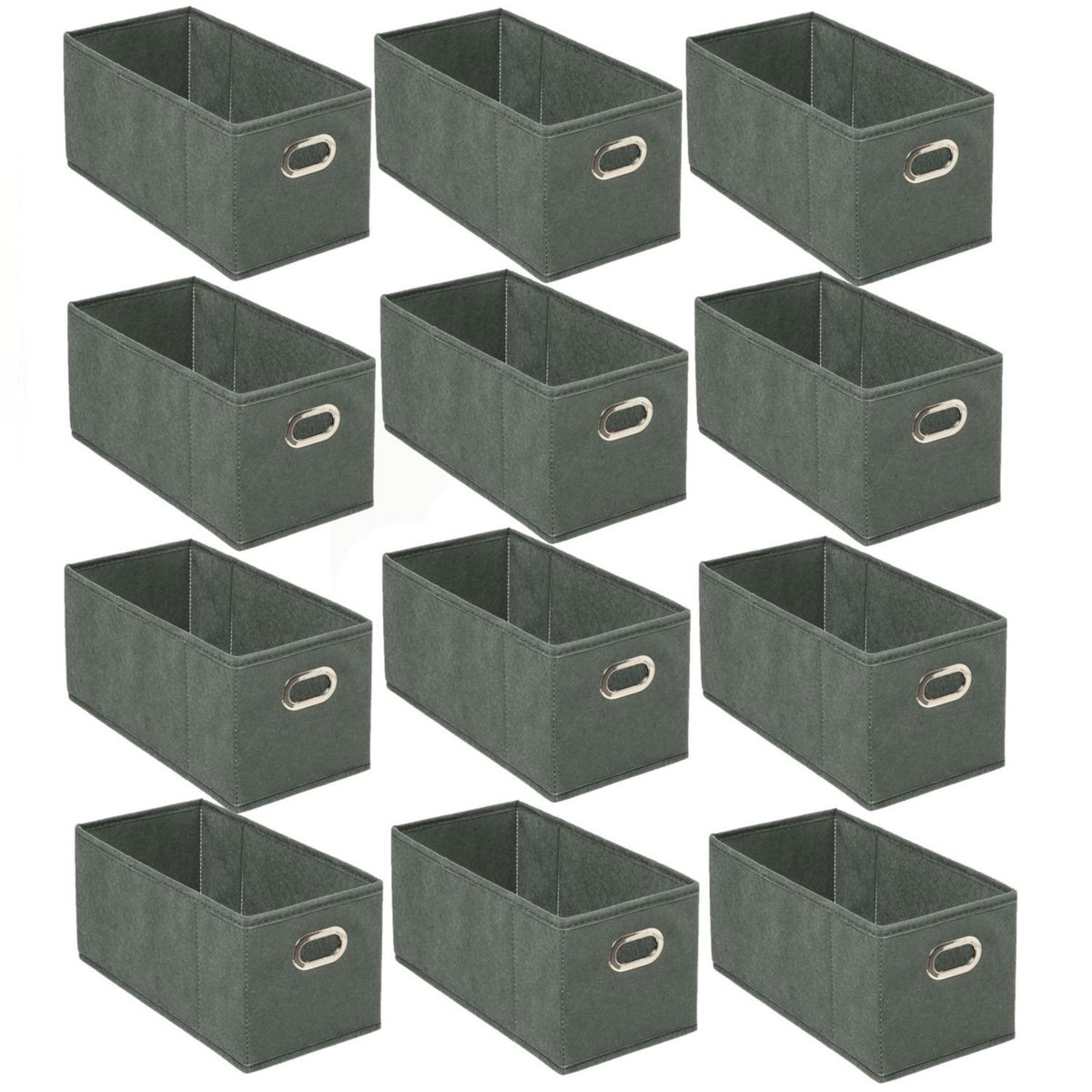 TOILINUX Lot de 12 Boites de rangement en tissu avec poignée