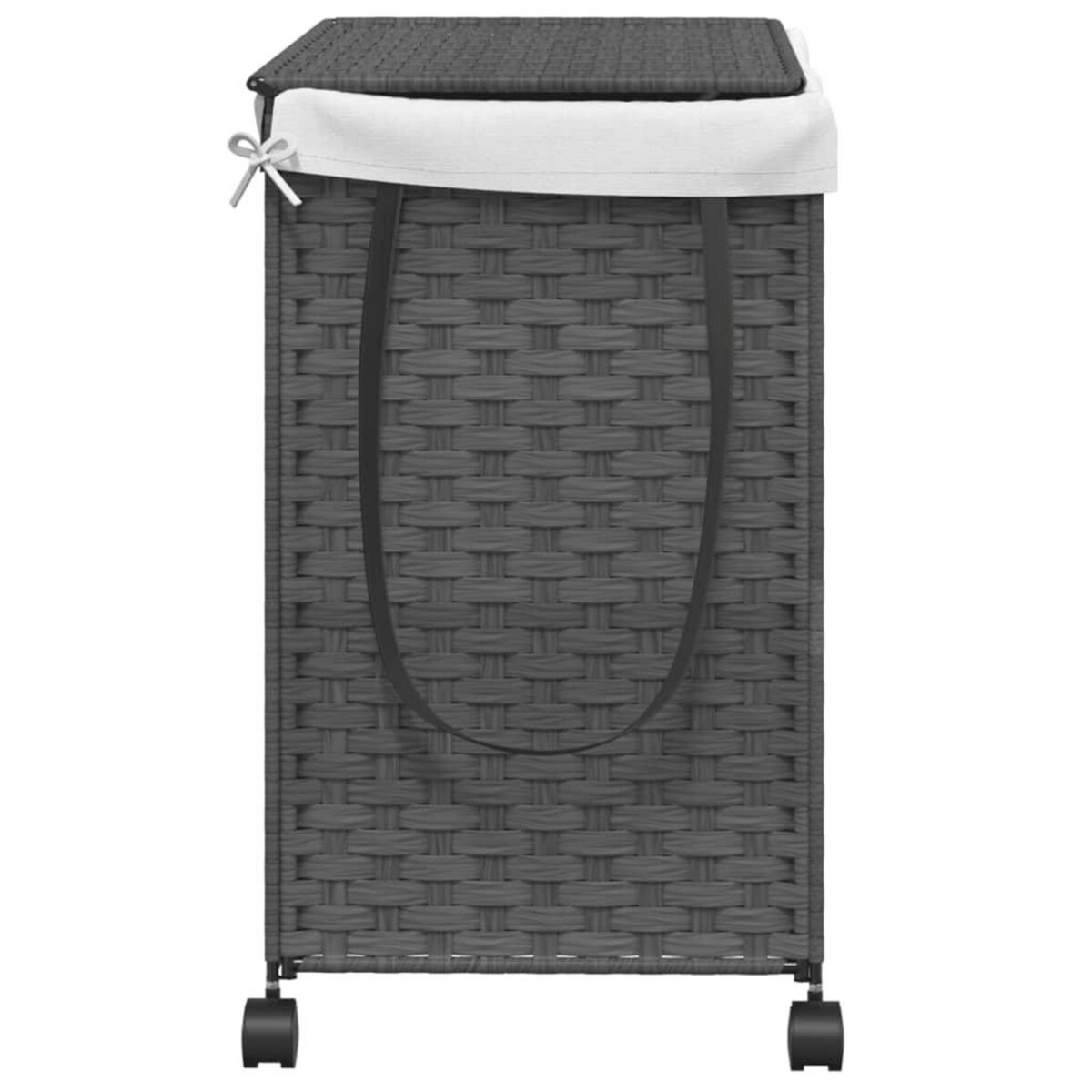 VIDAXL Panier a linge avec roulettes gris 60x35x60,5 cm resine tressee