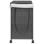Voir la diapositive 5 : VIDAXL Panier a linge avec roulettes gris 60x35x60,5 cm resine tressee