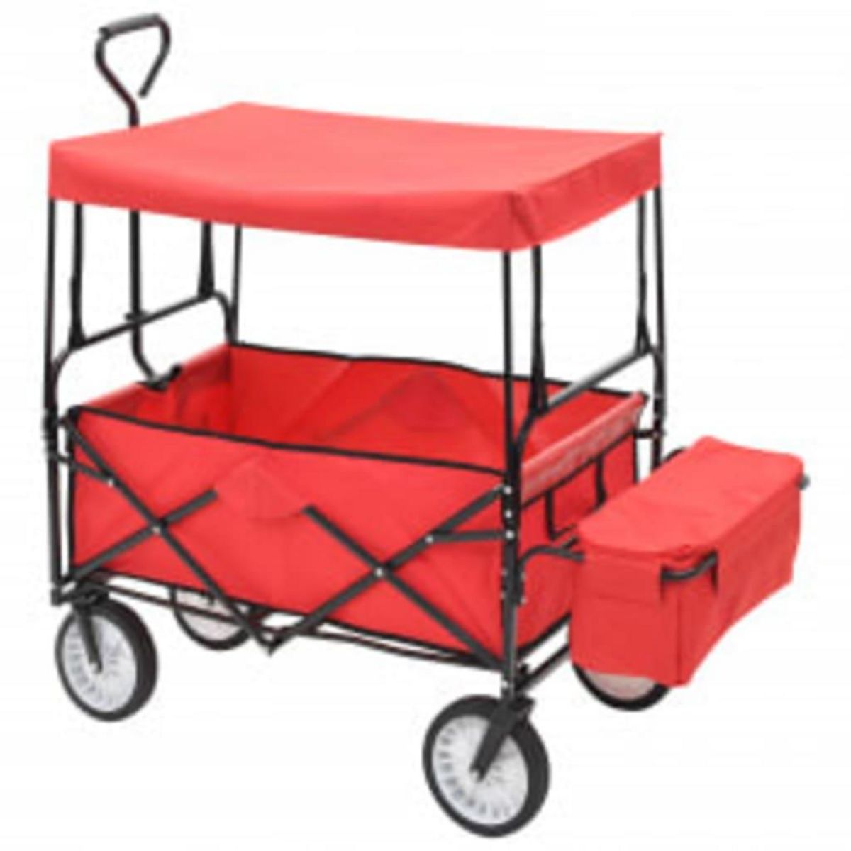 VIDAXL Chariot a main pliable avec toit Acier Rouge