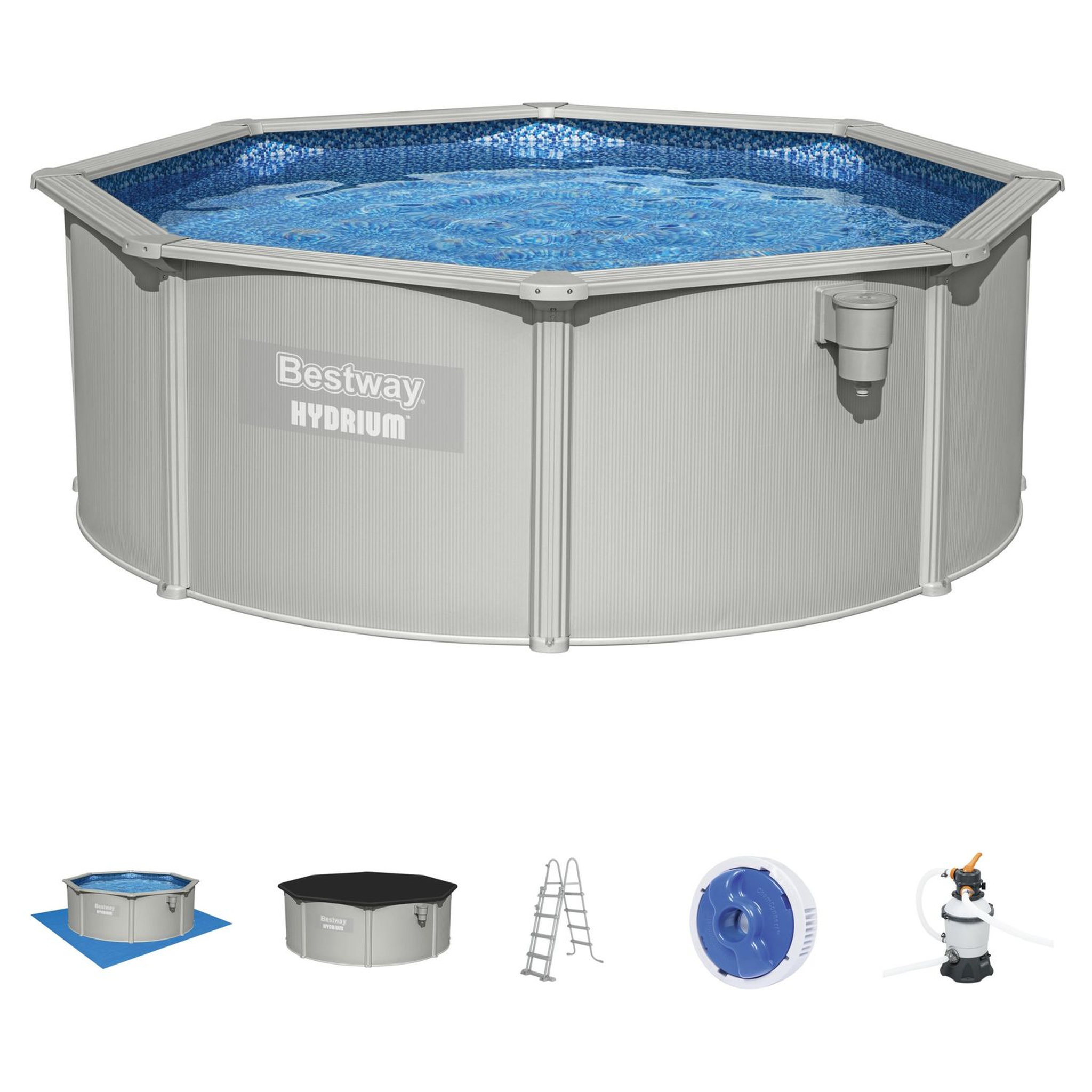 Voir la diapositive 5 : BESTWAY Piscine hors sol acier ronde - 3,6 x 1,20 m -  HYDRIUM