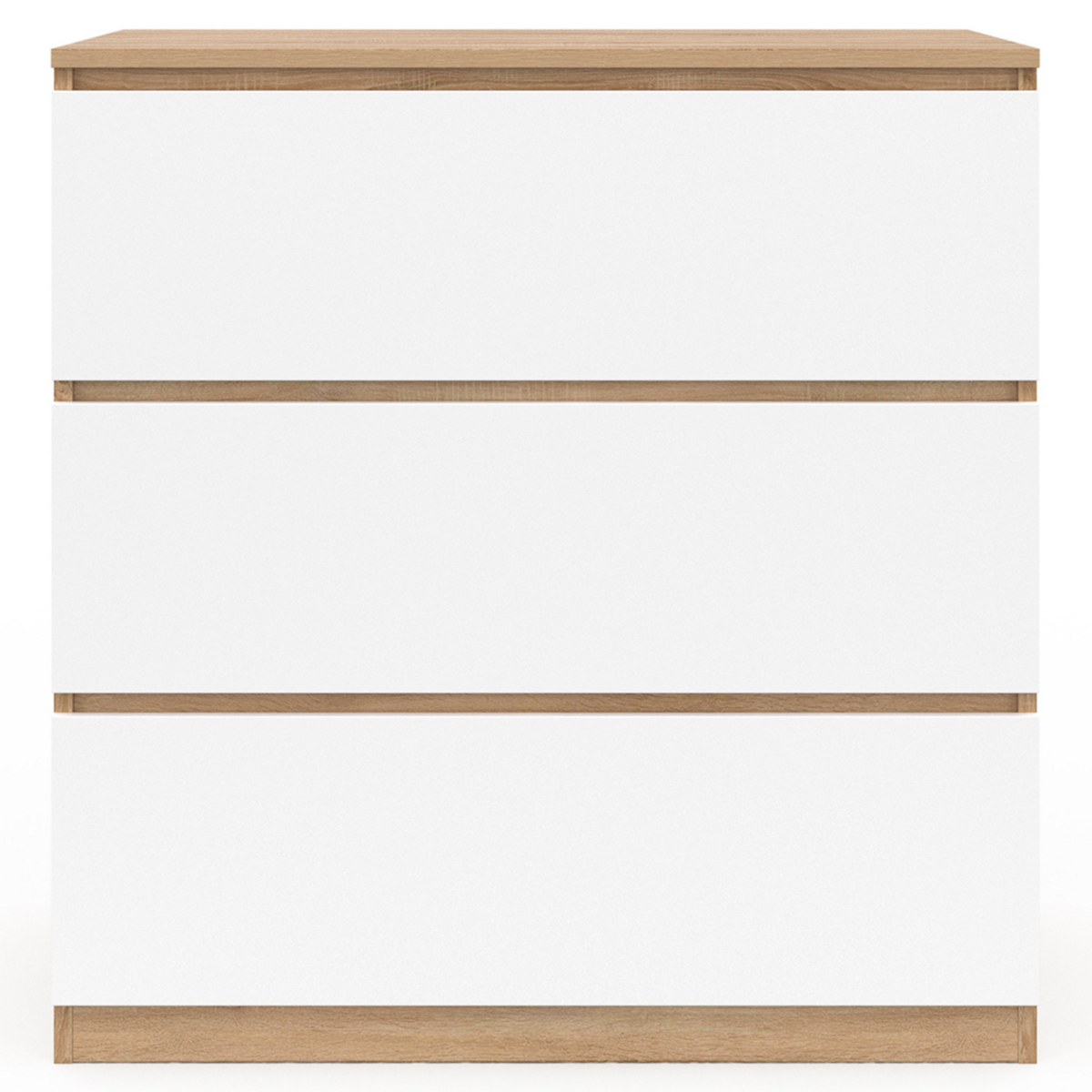 ID MARKET Commode 3 tiroirs TOMI 78 cm façon hêtre et blanc