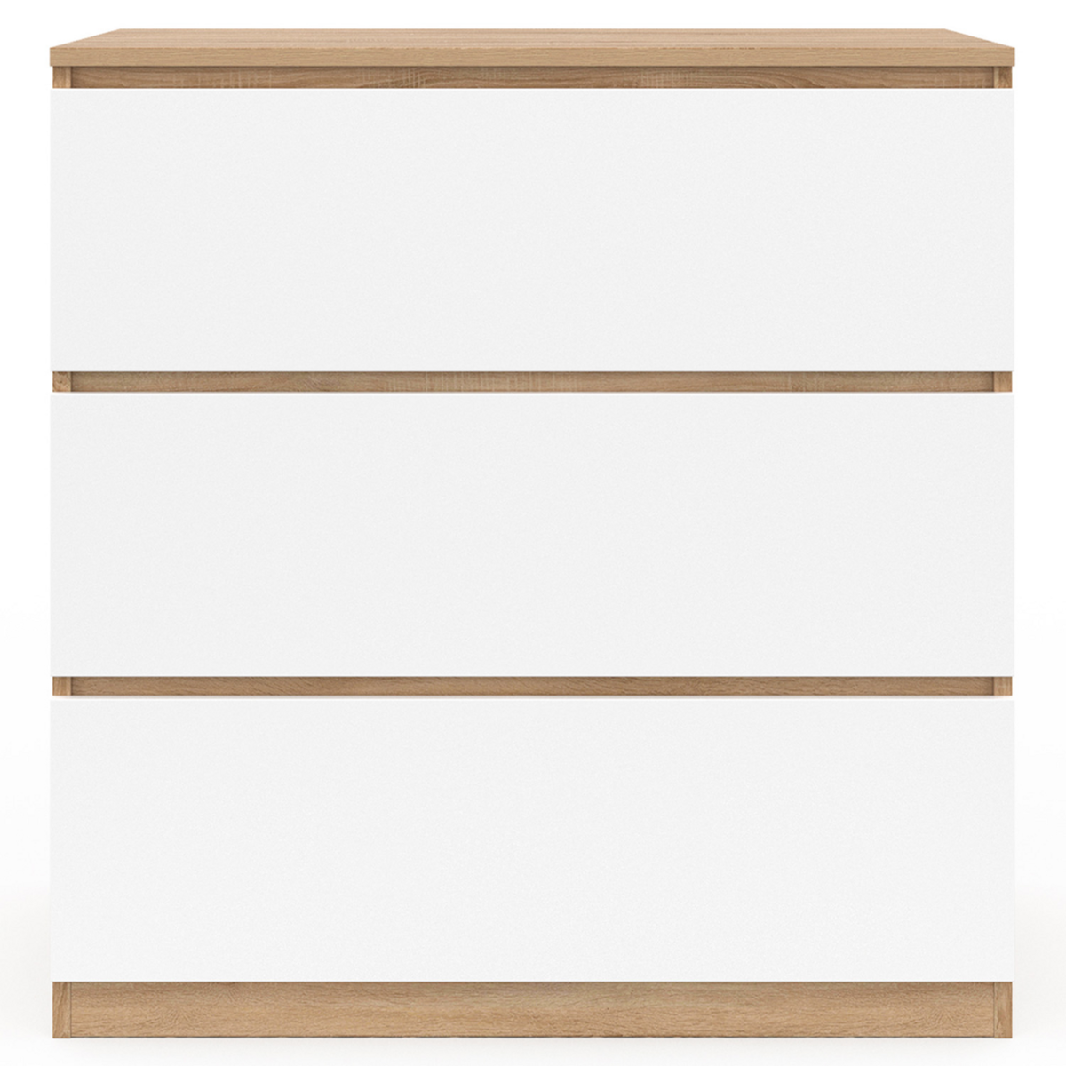 ID MARKET Commode 3 tiroirs TOMI 78 cm façon hêtre et blanc