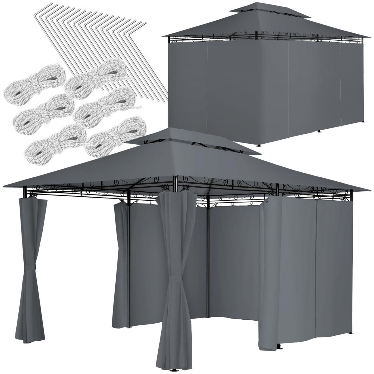 tectake Pavillon de jardin 4 x 3 m gris anthracite