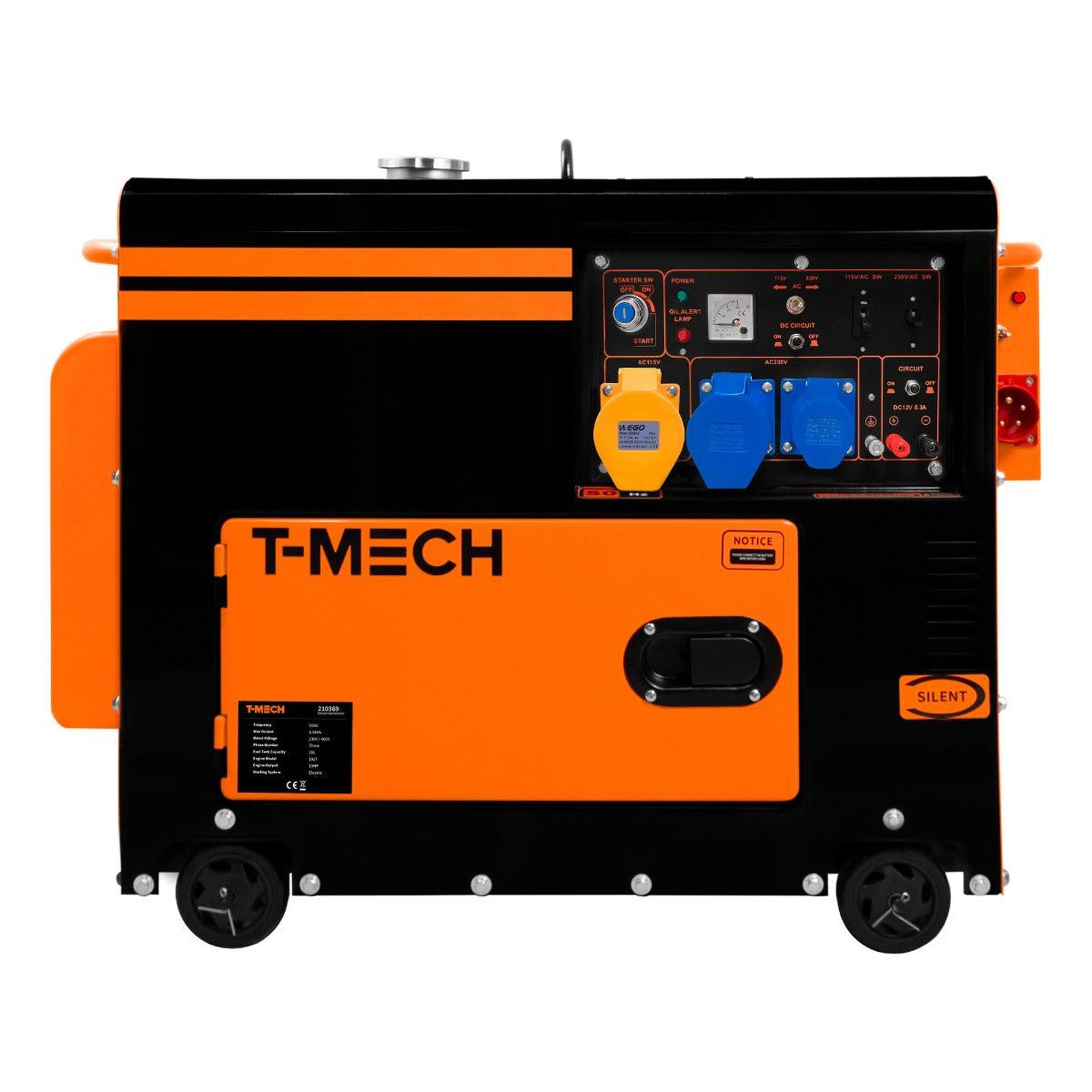 T-MECH Ggénérateur à diesel monophasé 230 v - 6 500 w