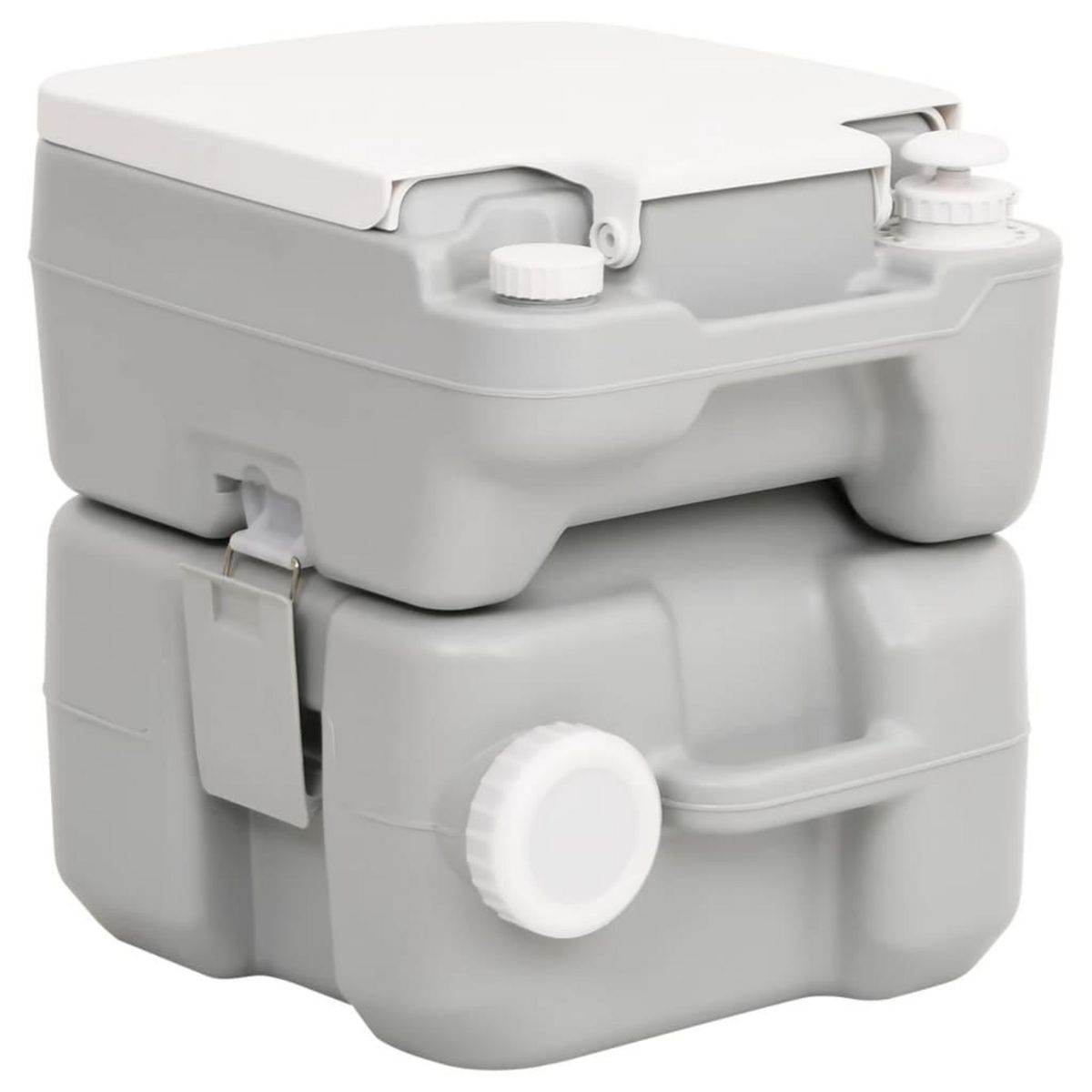 VIDAXL Toilette de camping portable gris et blanc 20+10 L PEHD