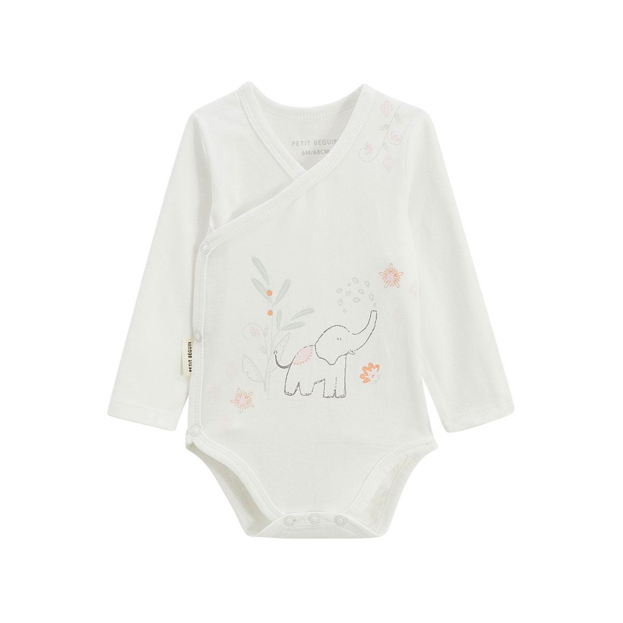Voir la diapositive 3 : Petit Béguin Lot de 2 bodies bébé manches longues ouverture croisée badian