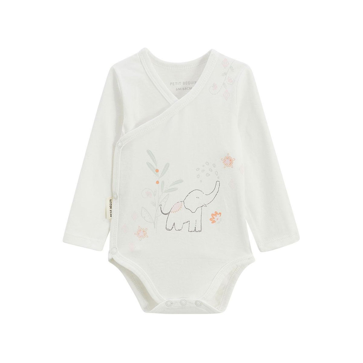 Petit Béguin Lot de 2 bodies bébé manches longues ouverture croisée Badian