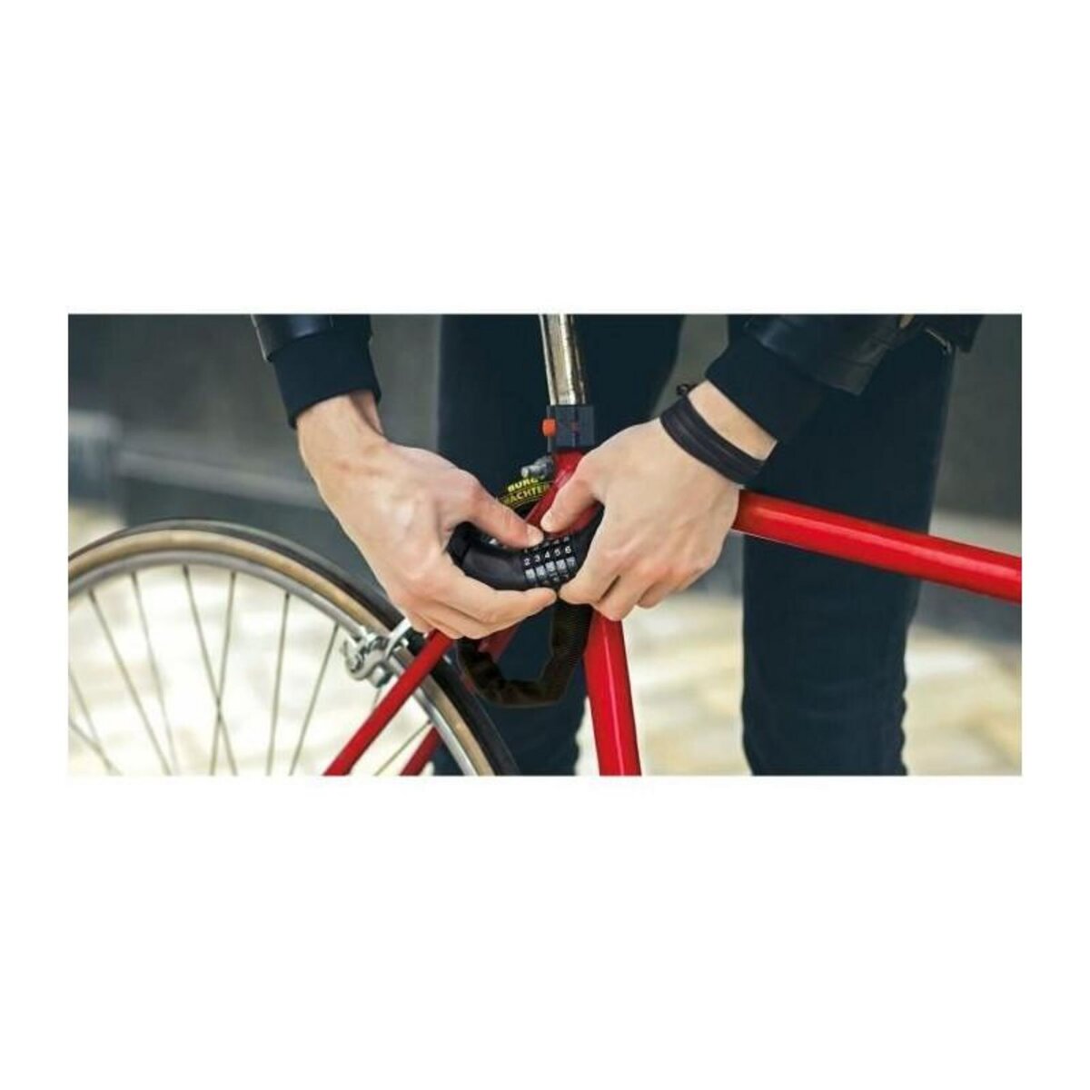 BURG WACHTER Antivol vélo chaîne - BURG WACHTER - 280 C 90 BLACK - Acier 6 mm, gainé, code