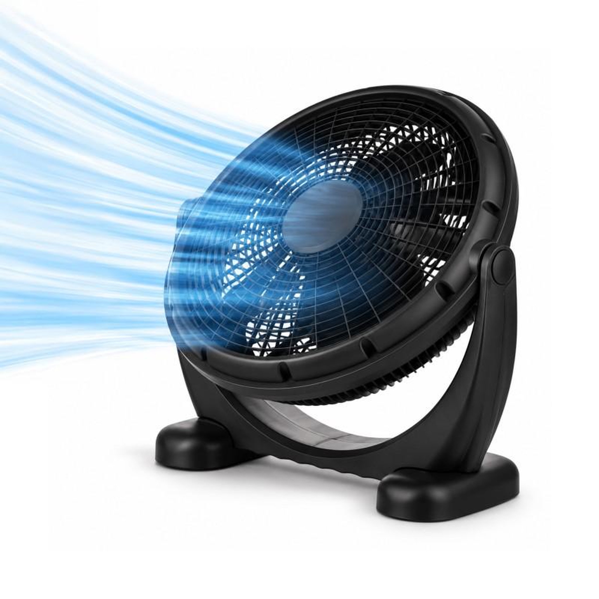 Ventilateur de sol et table rond inclinable 36 cm – noir 50w