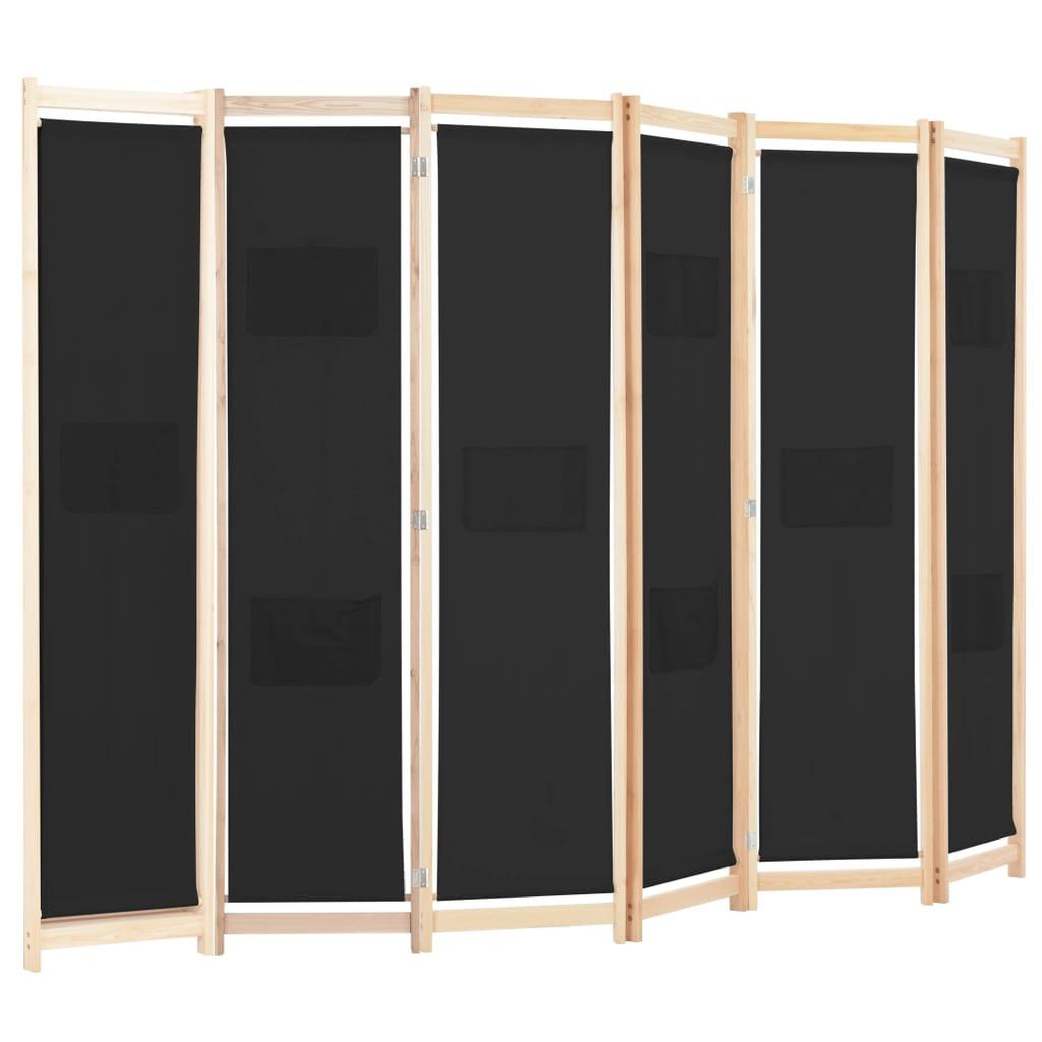 Voir la diapositive 3 : VIDAXL Cloison de separation 6 panneaux Noir 240 x 170 x 4 cm Tissu