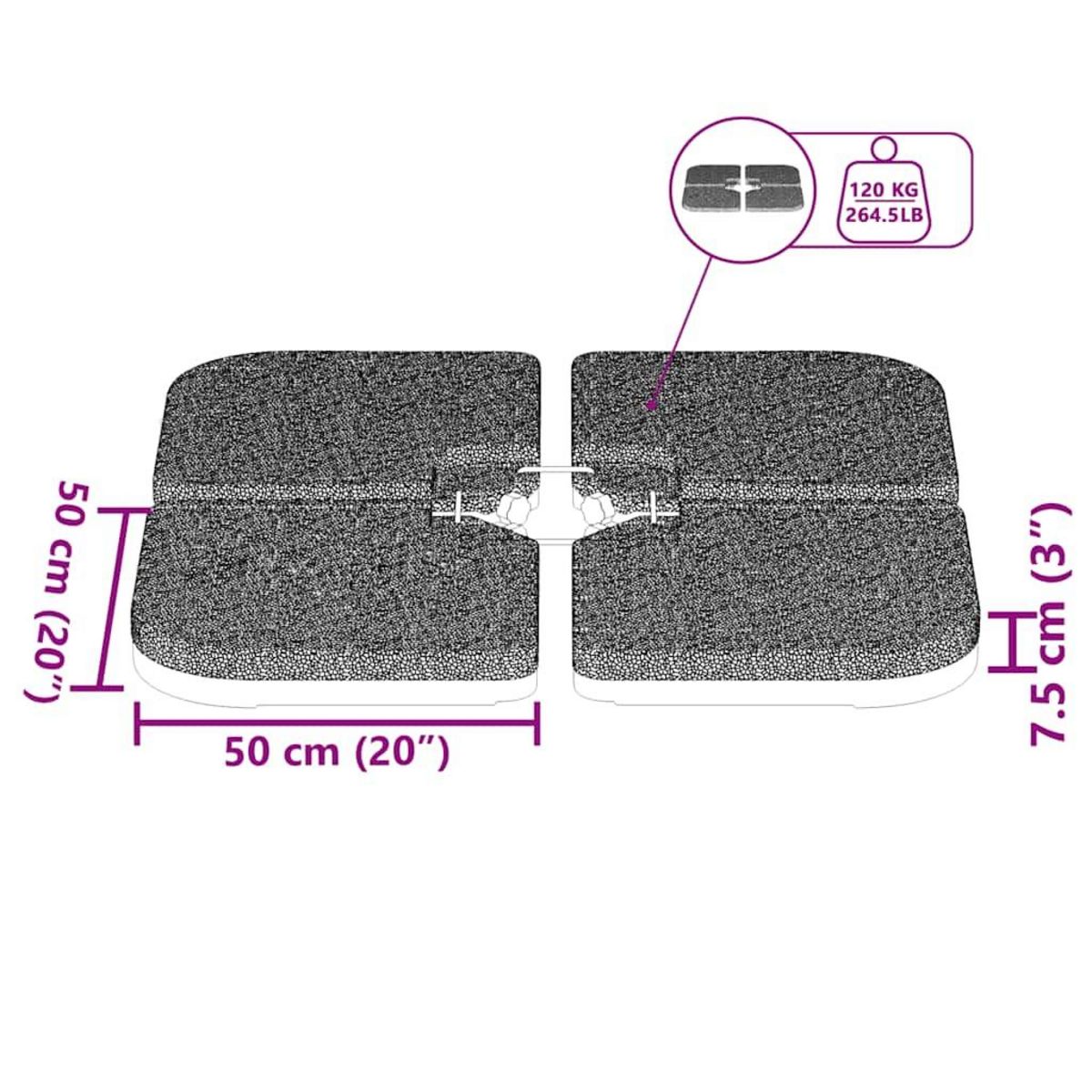 VIDAXL Base de parasol portable Sable/Eau 60 L