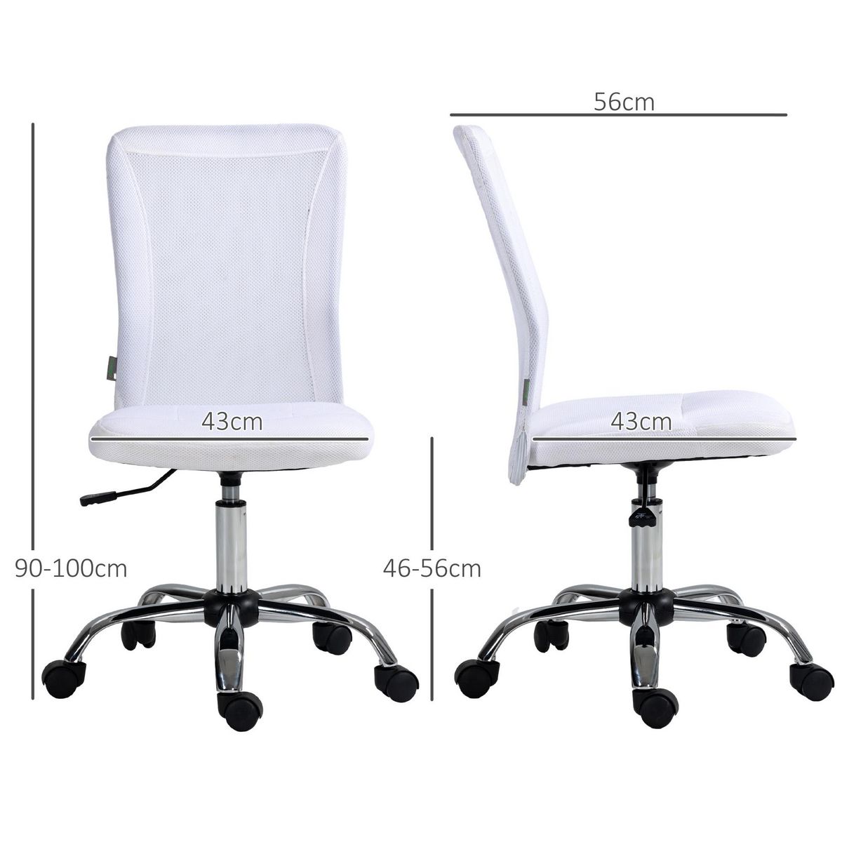 VINSETTO Vinsetto Chaise de bureau ergonomique hauteur réglable piètement chromé pivotant 360° revêtement blanc
