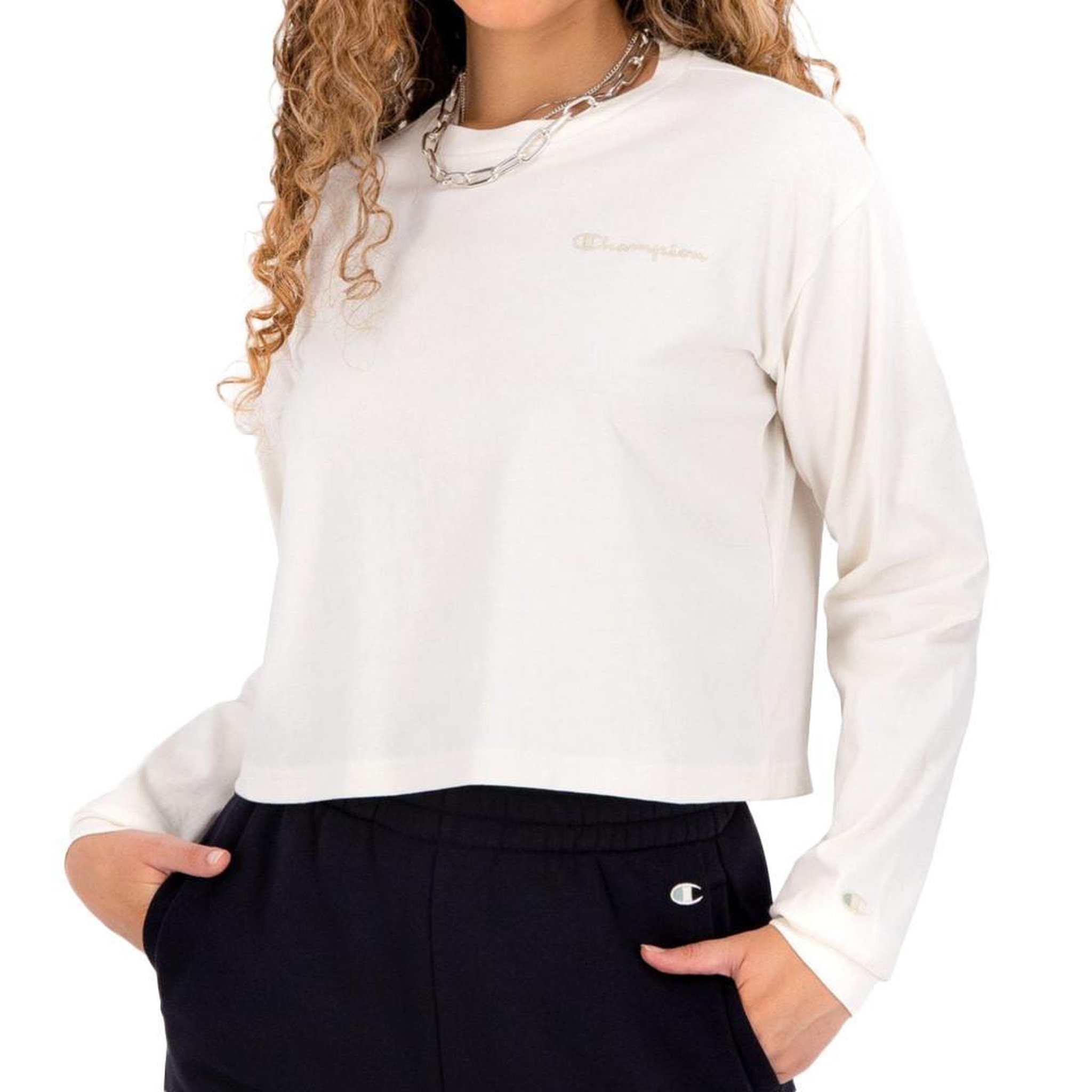CHAMPION T shirt Manches longues écru Femme Champion 114748. Coloris disponibles : Beige