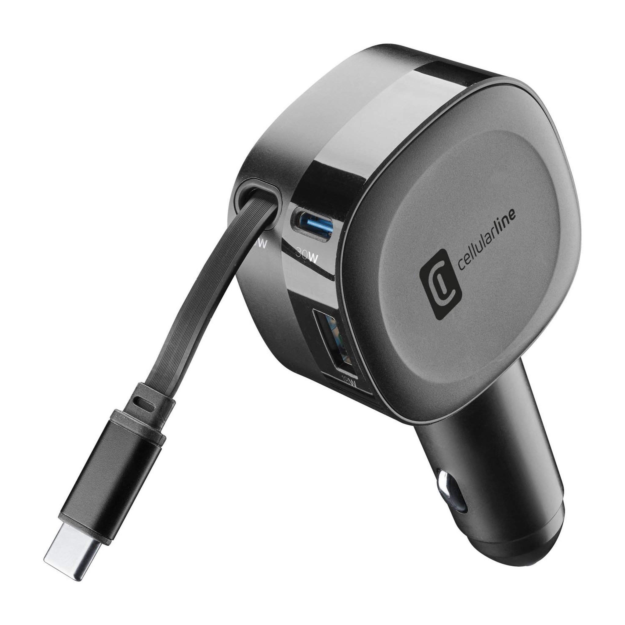 Voir la diapositive 3 : CELLULAR LINE Cellularline retractable car charger chargeur voiture 60w avec câble rétractable