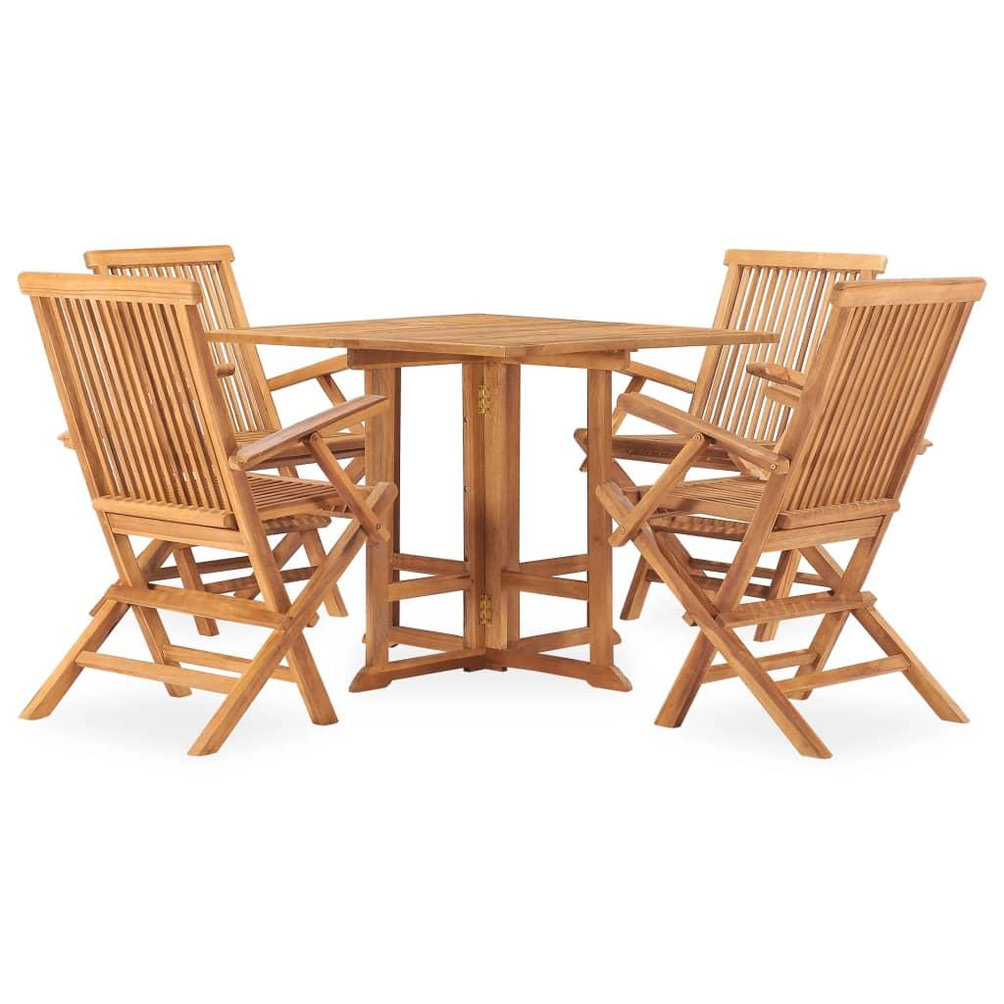 Voir la diapositive 2 : VIDAXL Ensemble a manger d'exterieur pliable 5 pcs Bois solide de teck