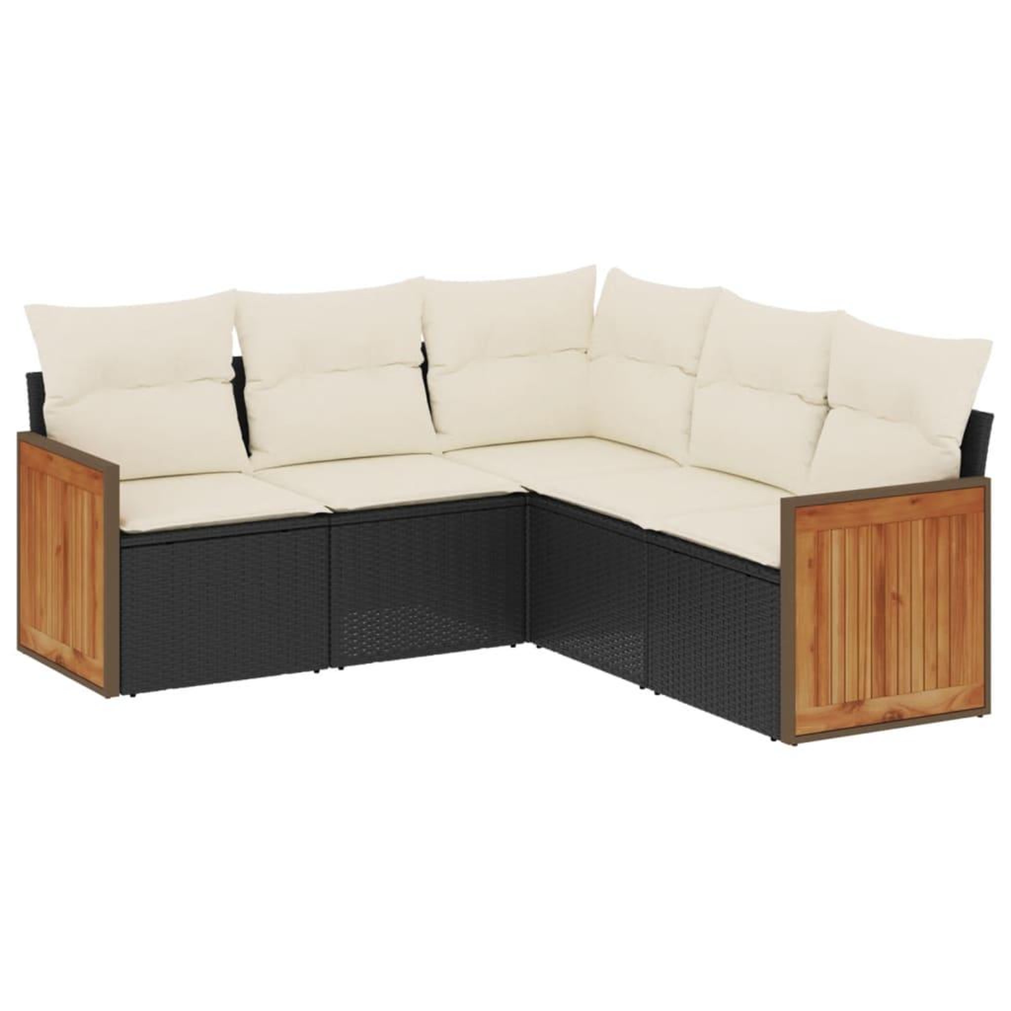 Voir la diapositive 2 : VIDAXL Salon de jardin 5 pcs avec coussins noir resine tressee